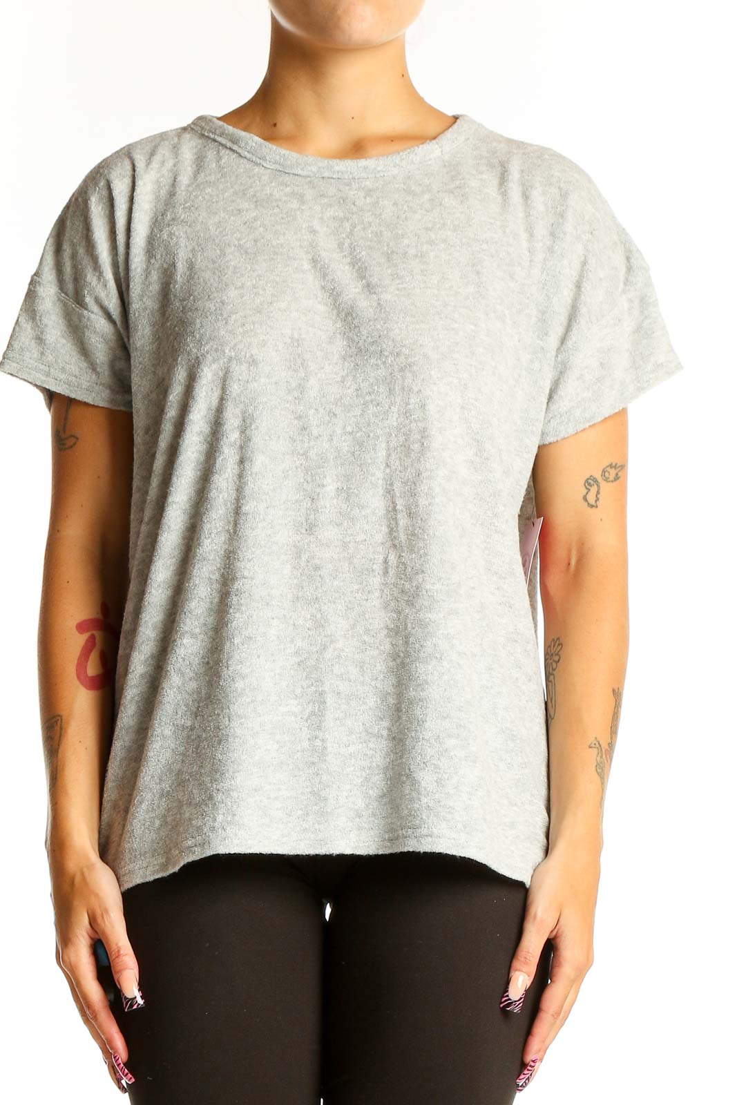 Gray Relaxed Fit Short Sleeve T-Shirt Front