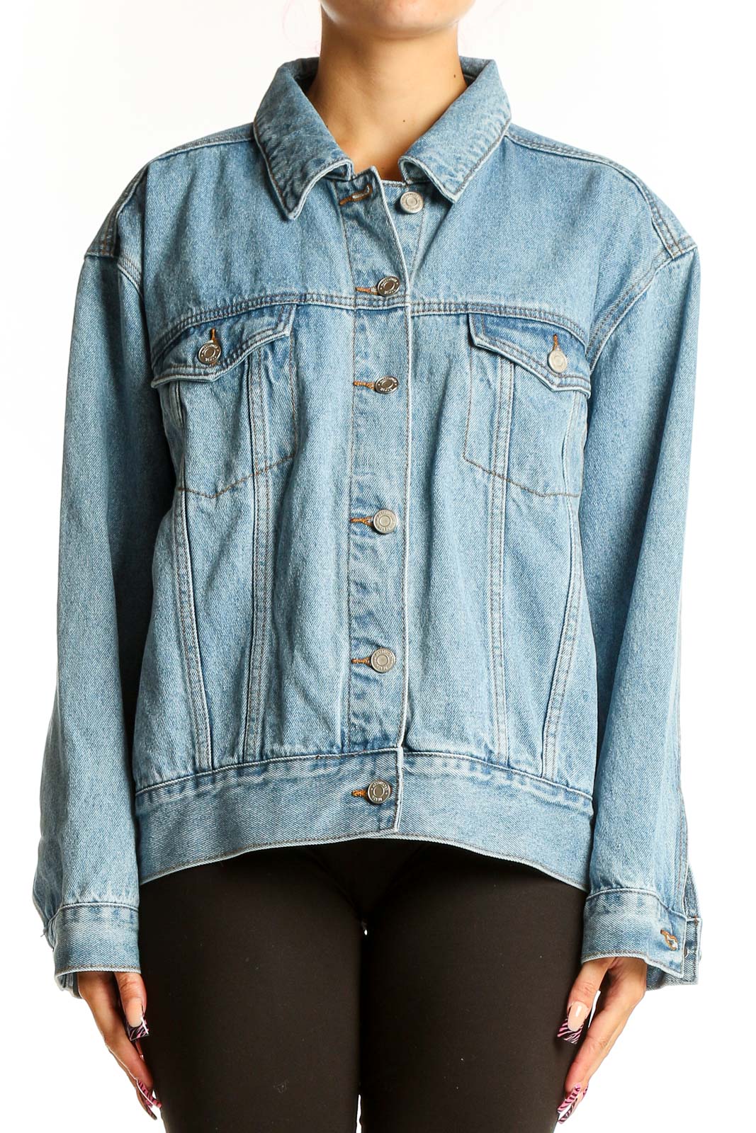 Light Blue Oversized Denim Jacket Front