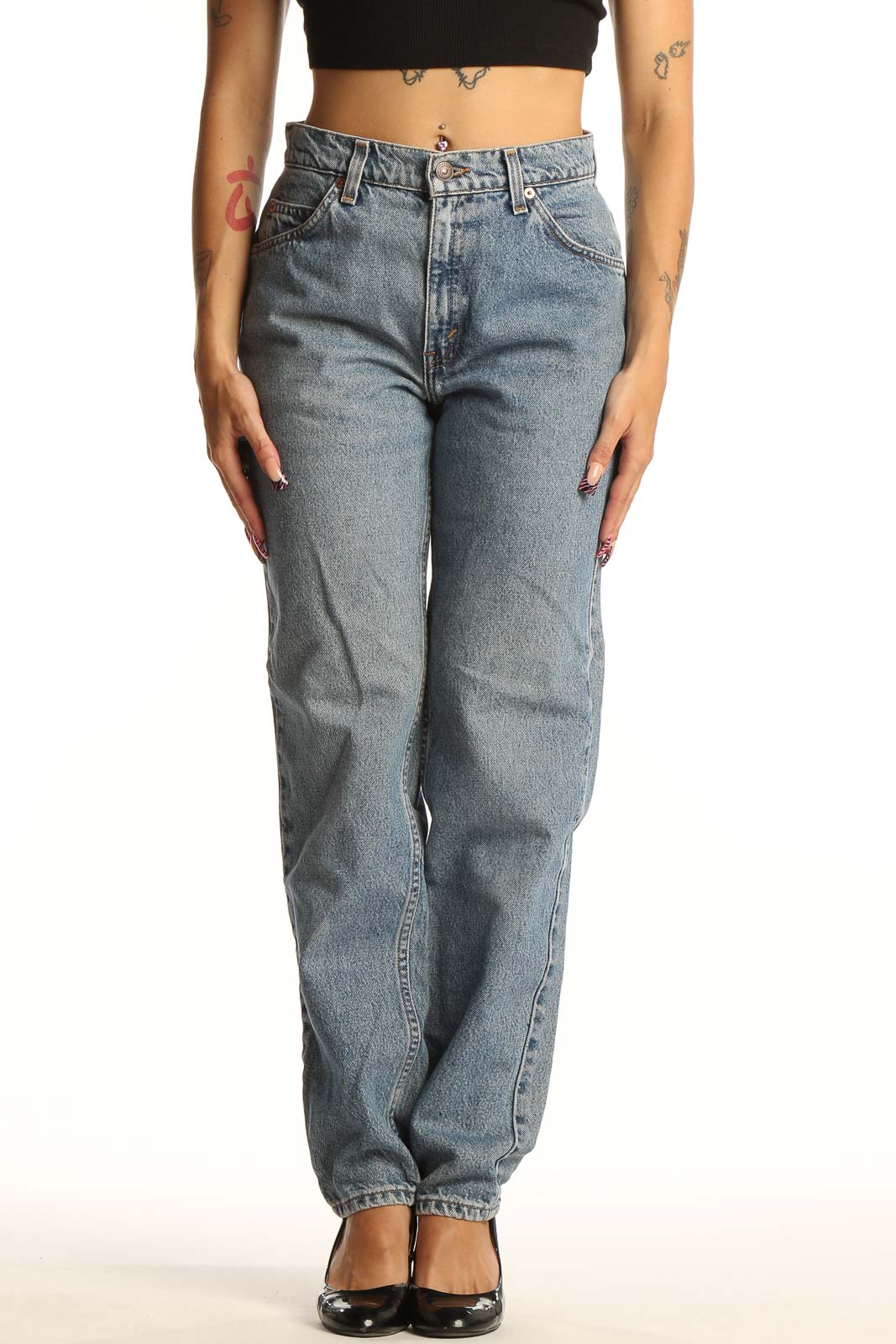 Light Blue Classic Straight Leg Jeans Front