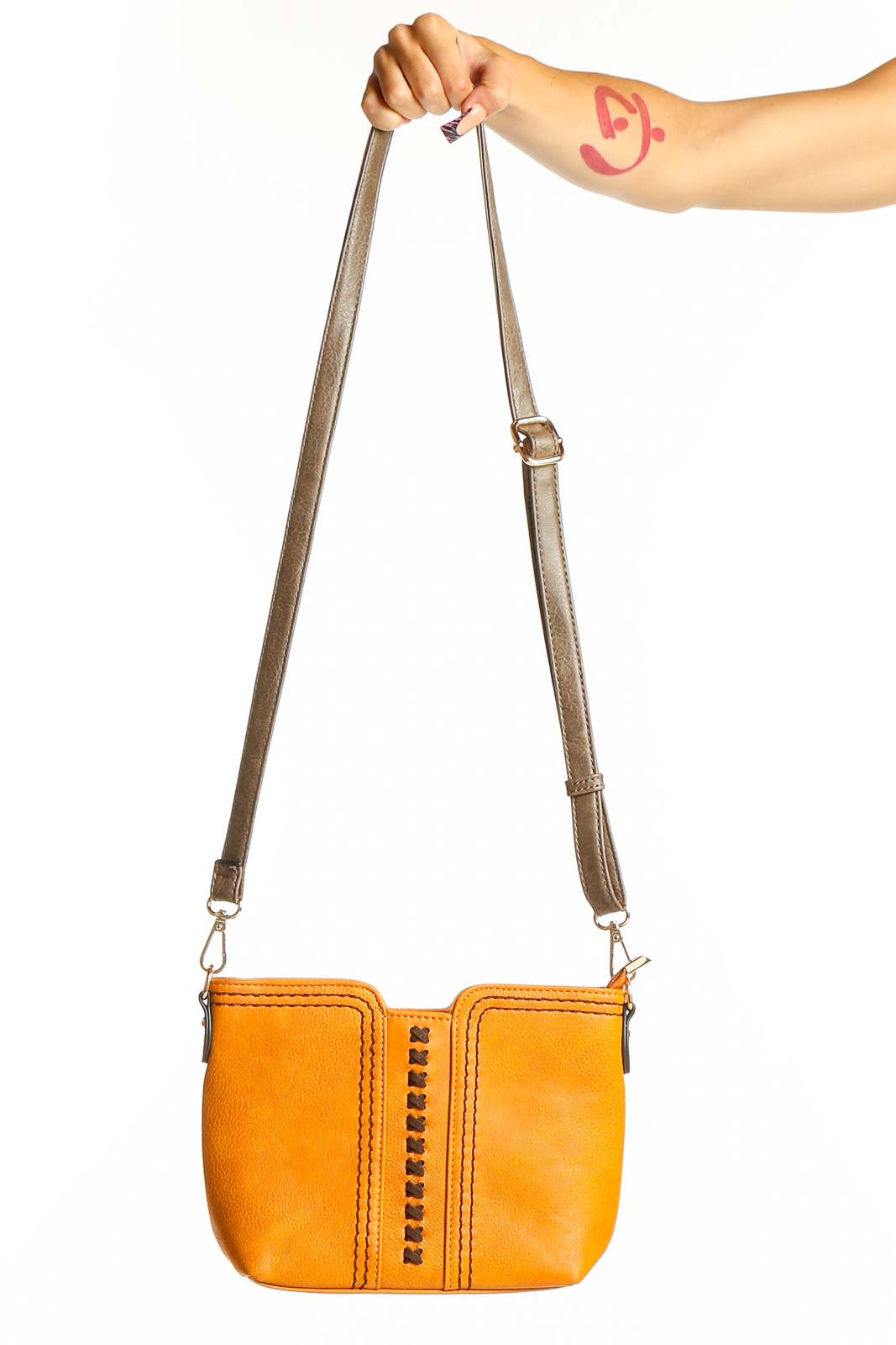 Orange Studded Crossbody Bag Front