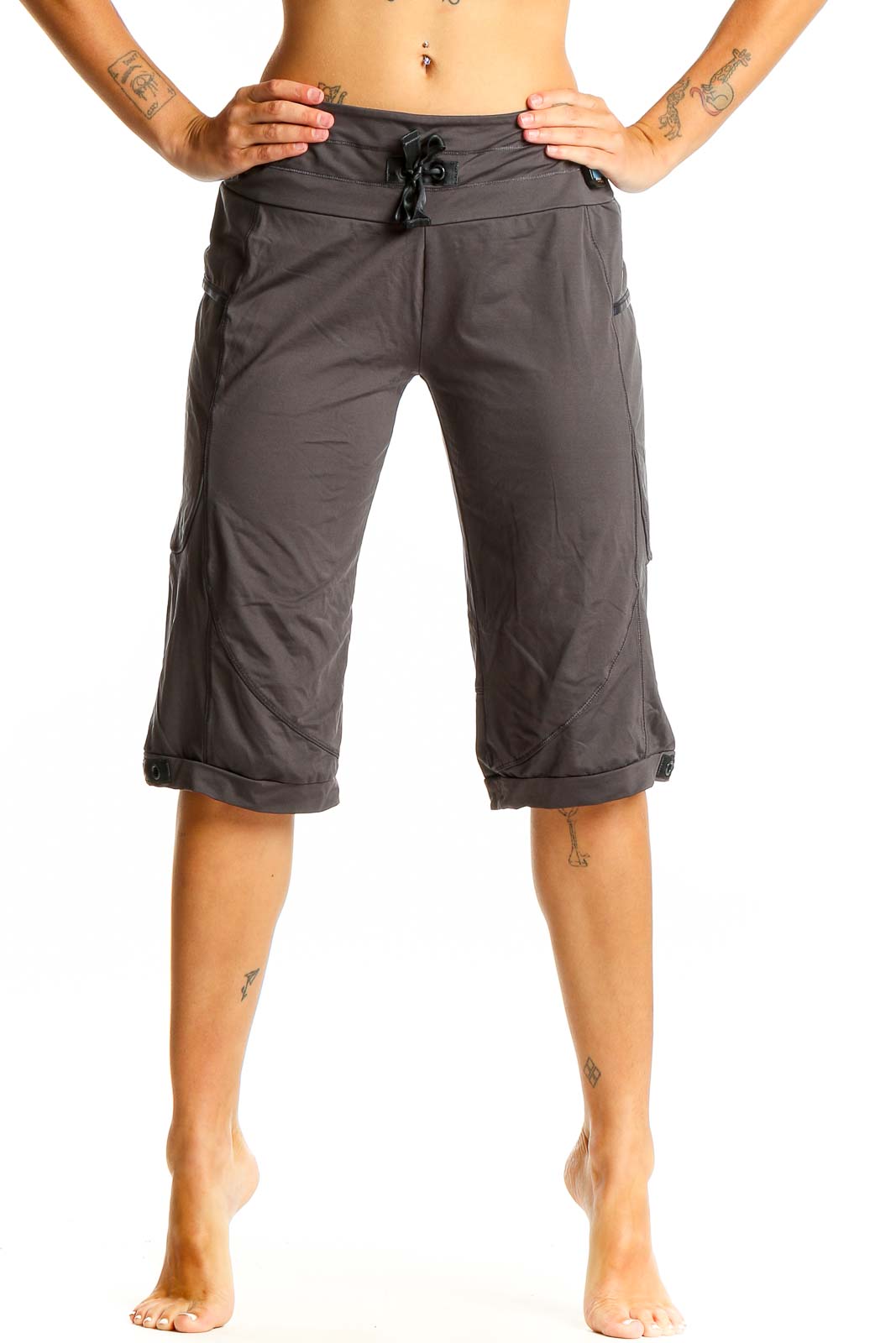 Gray Adidas Activewear Capri Pants Front