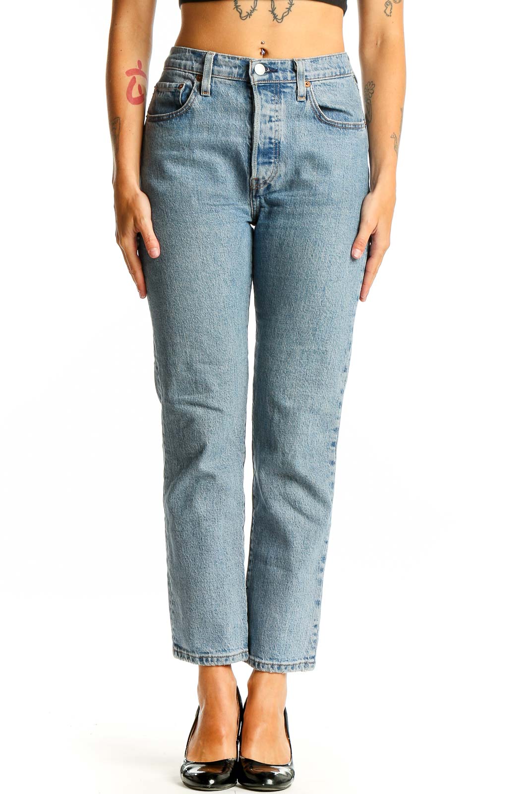 Light Blue Classic Straight Leg Jeans Front