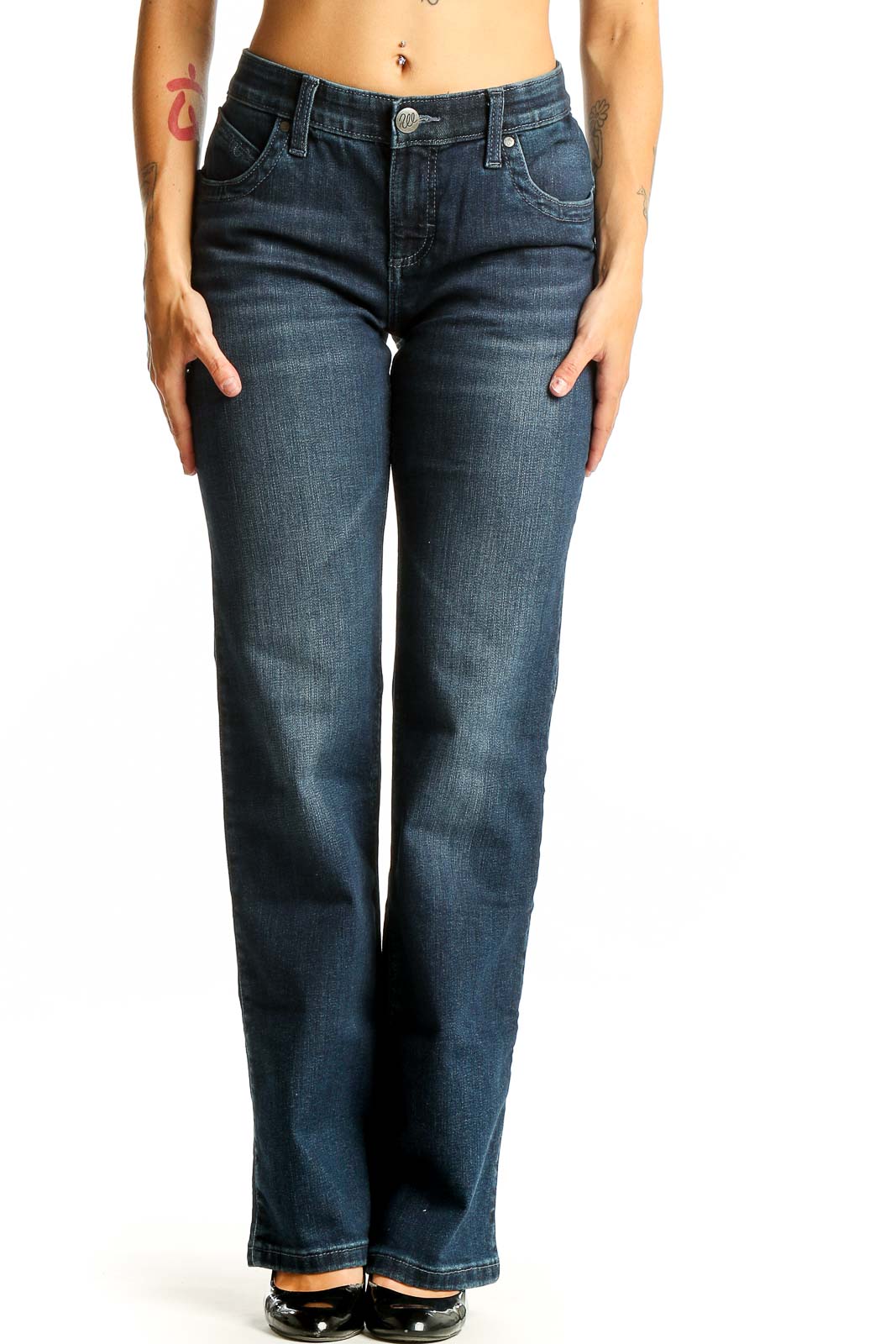 Dark Blue Classic Bootcut Jeans Front