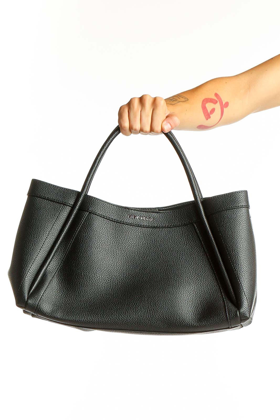 Black Leather Shoulder Bag Front