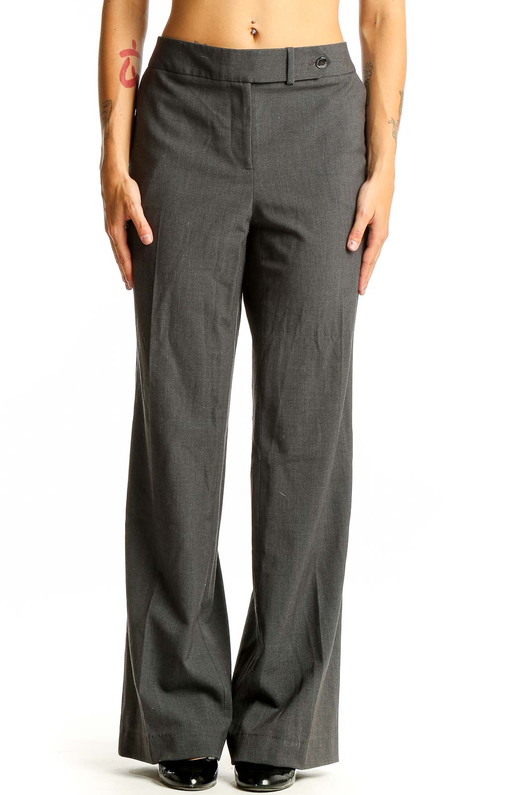 Gray Wide-Leg Dress Pants Front
