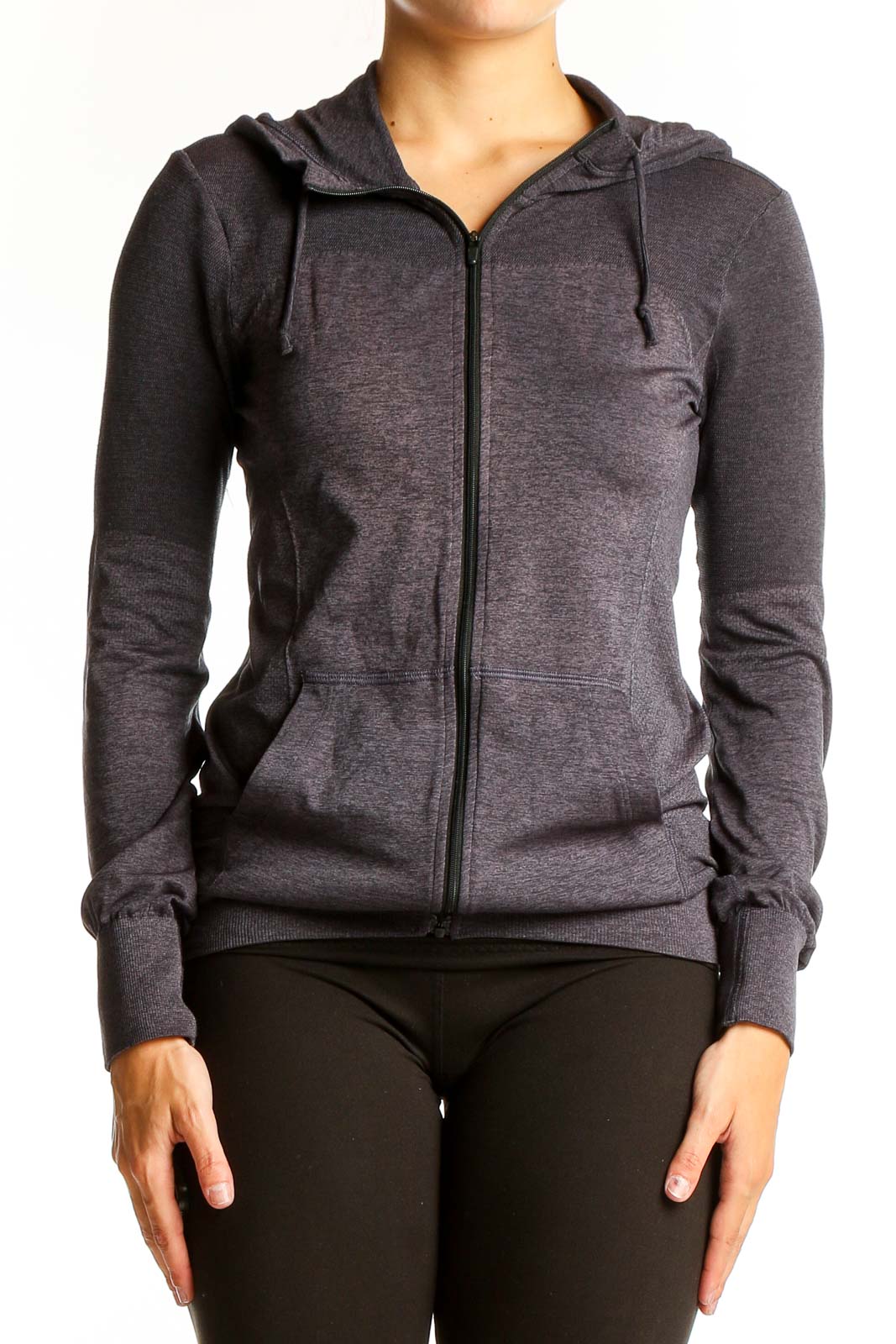 Charcoal Gray Zip-Up Activewear Hoodie Front