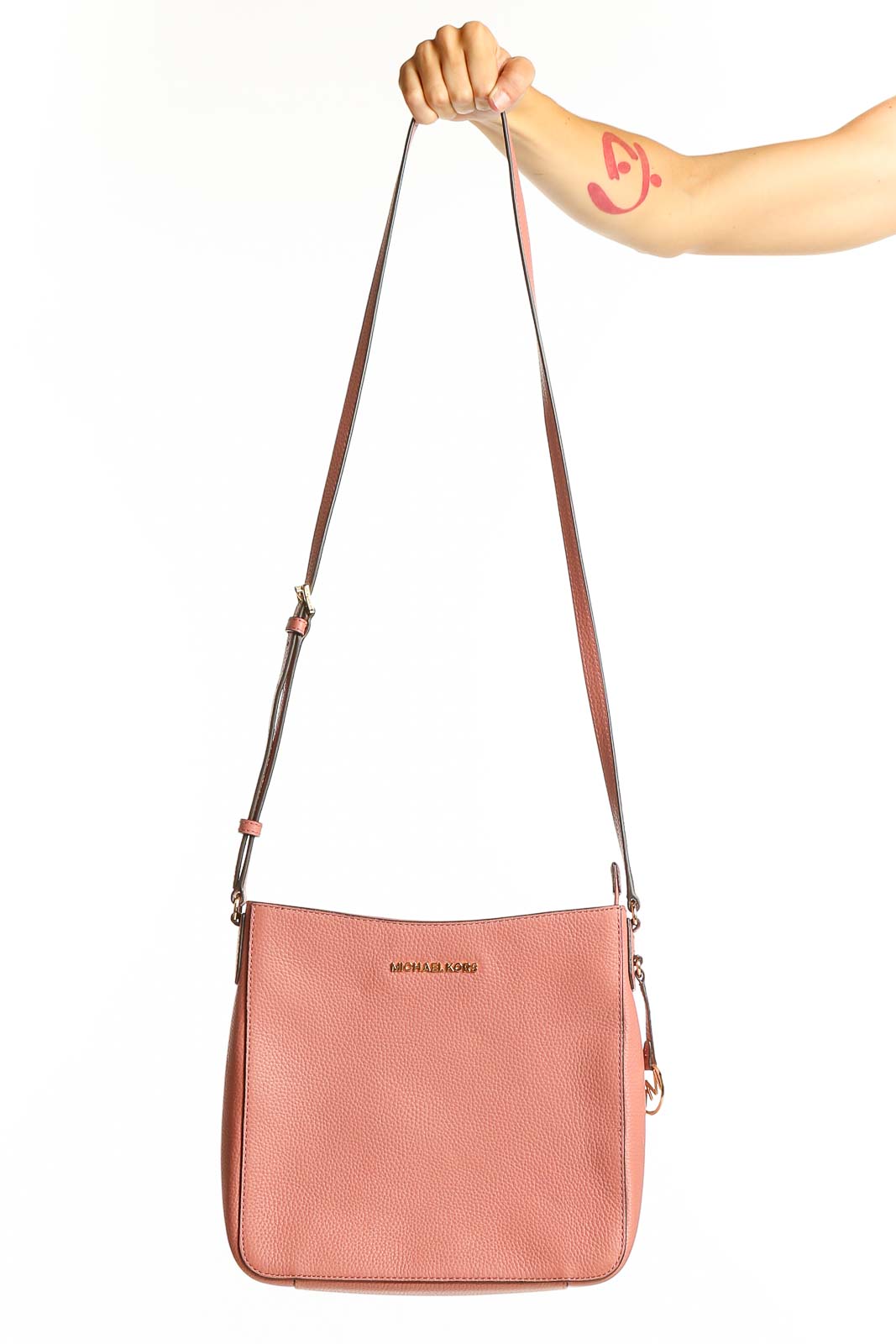 Pink Leather Crossbody Bag Front