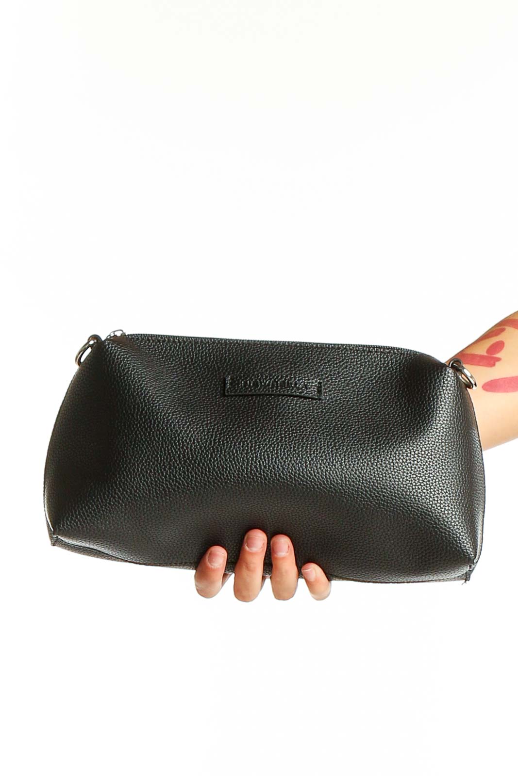 Black Leather Clutch Purse Front
