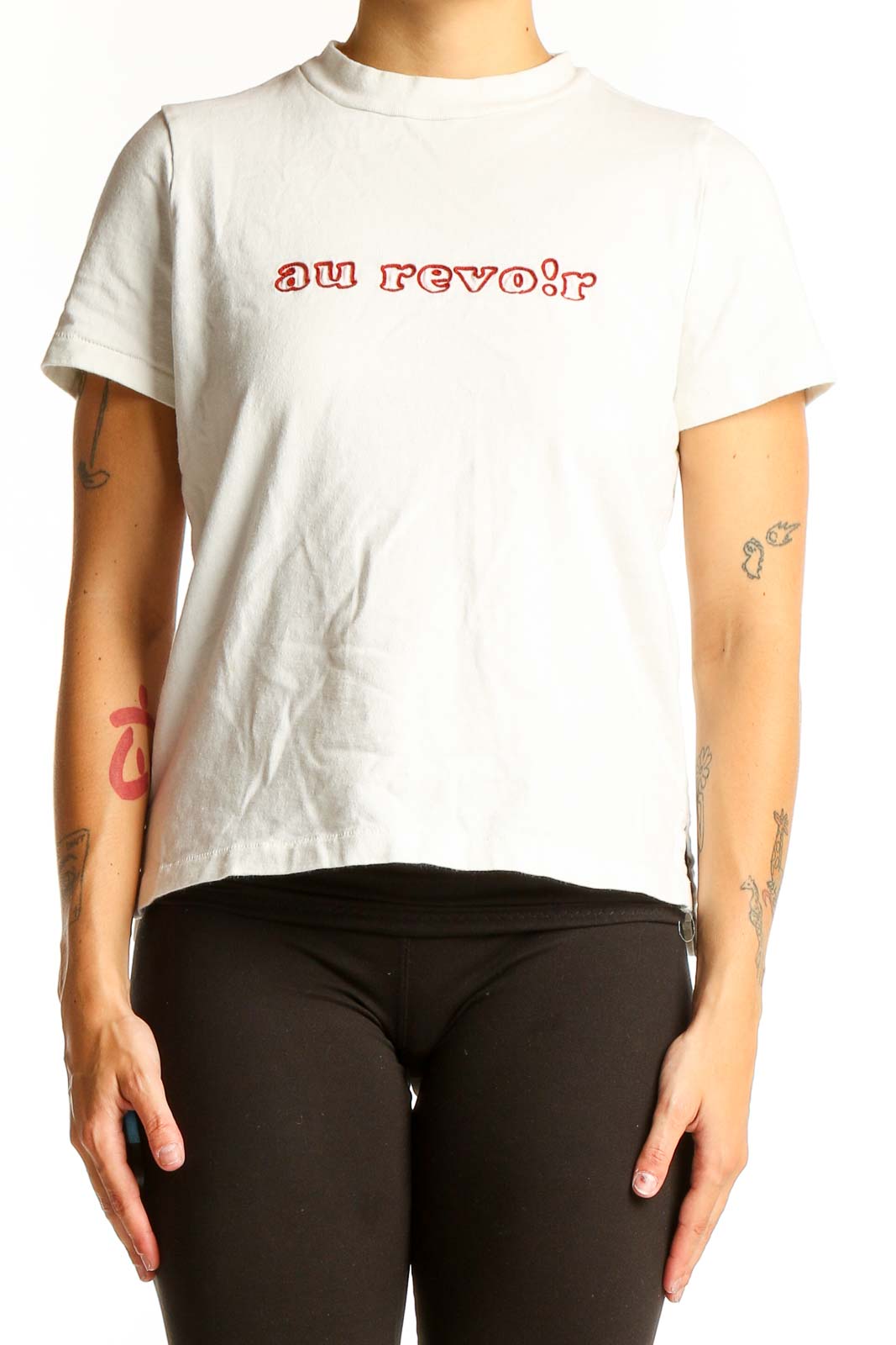 White Cotton Graphic T-Shirt Front