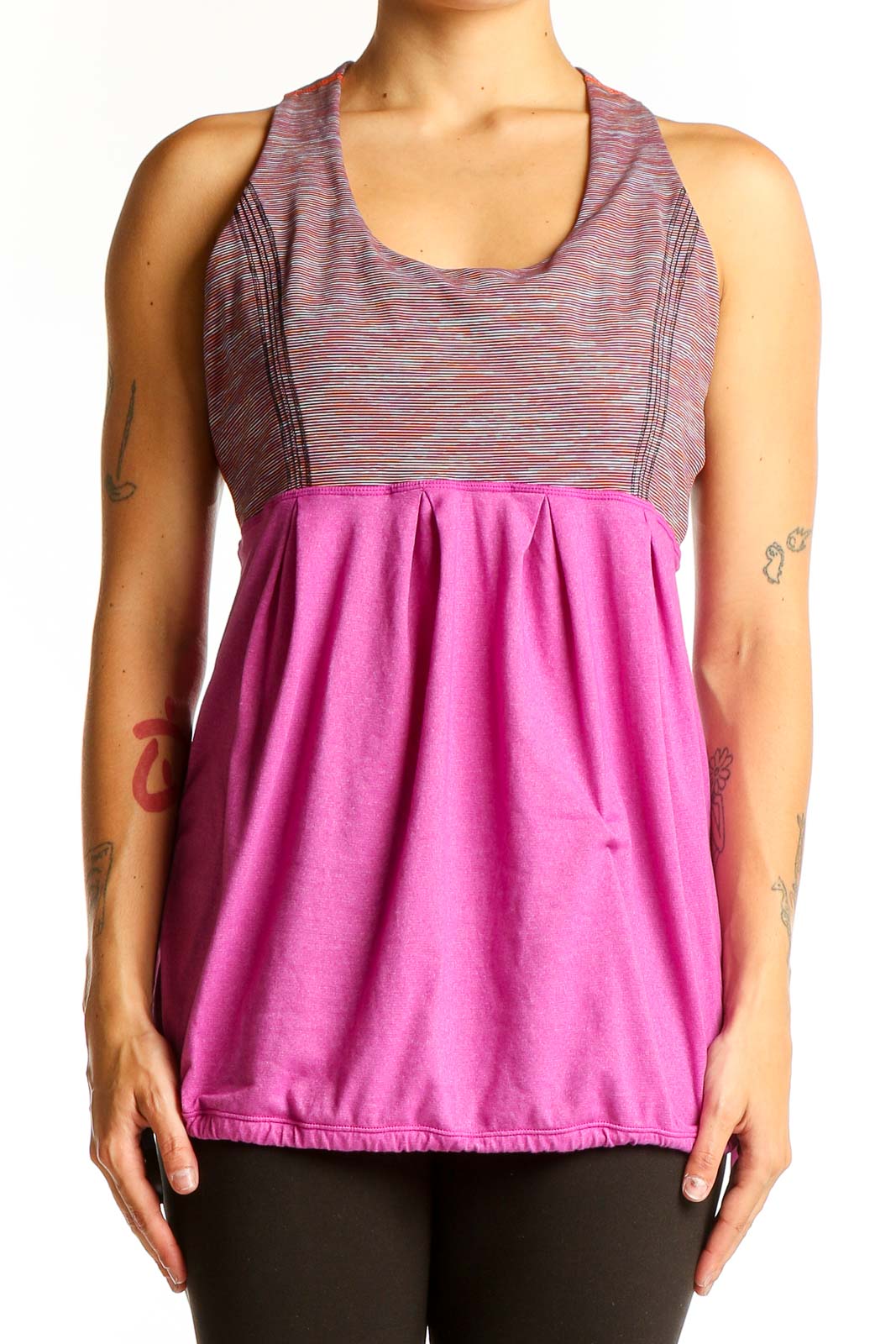 Pink and Gray Racerback Tank Top Front