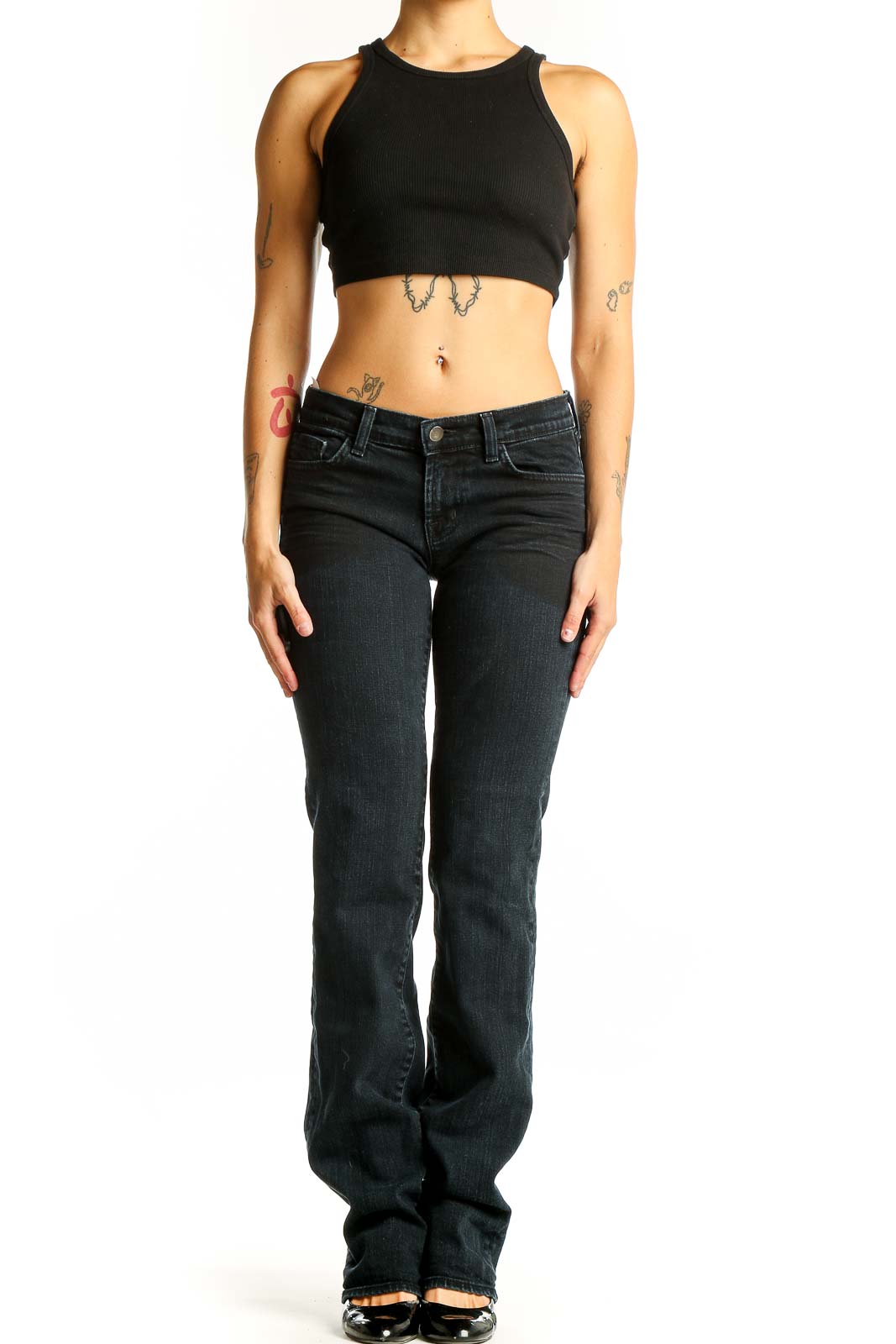Dark Blue Slim Fit Bootcut Jeans Front