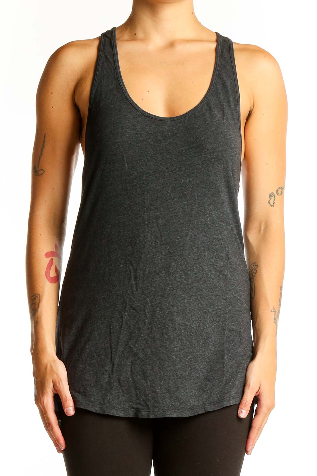 Charcoal Gray Racerback Tank Top Front