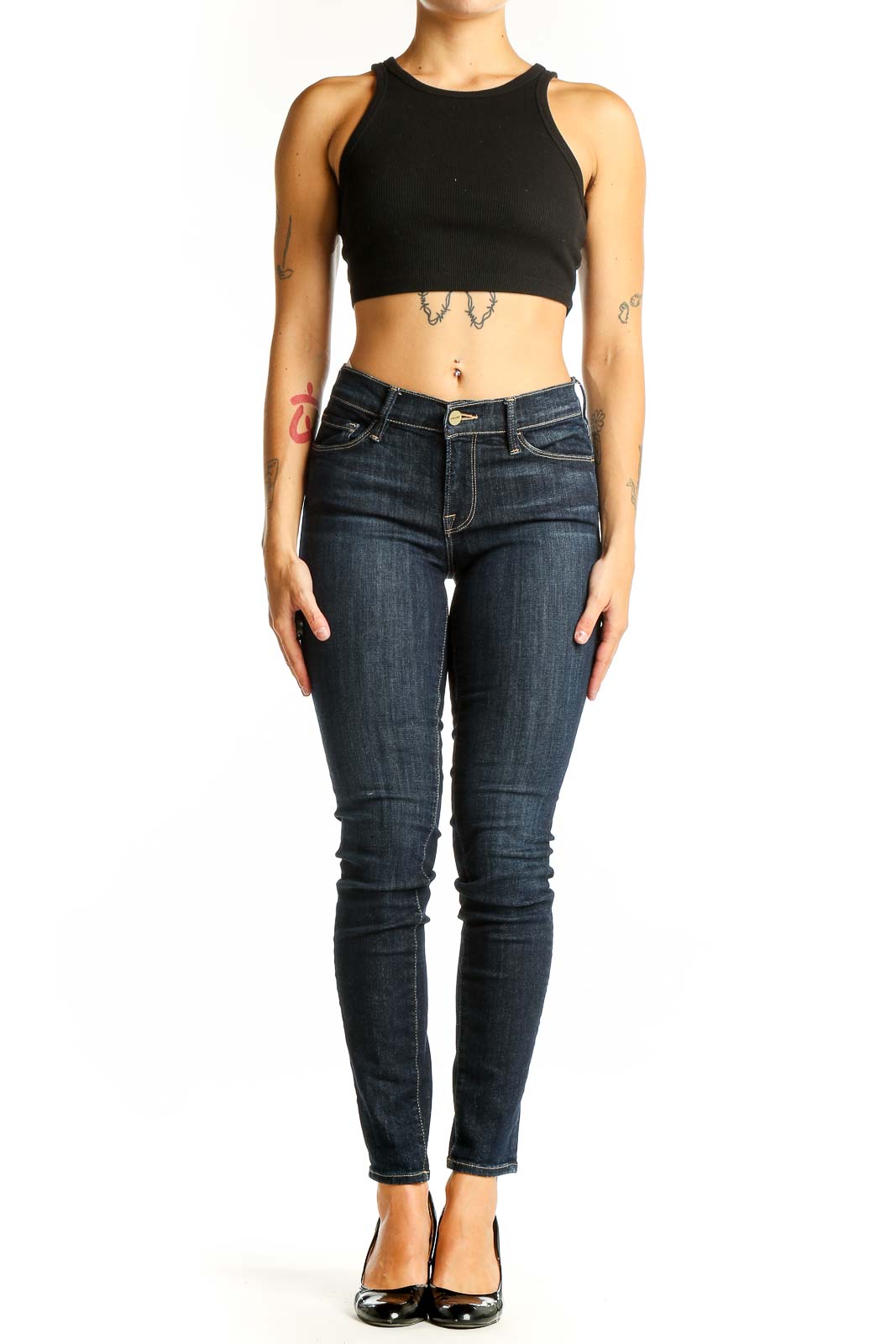 Dark Blue Skinny Jeans Front