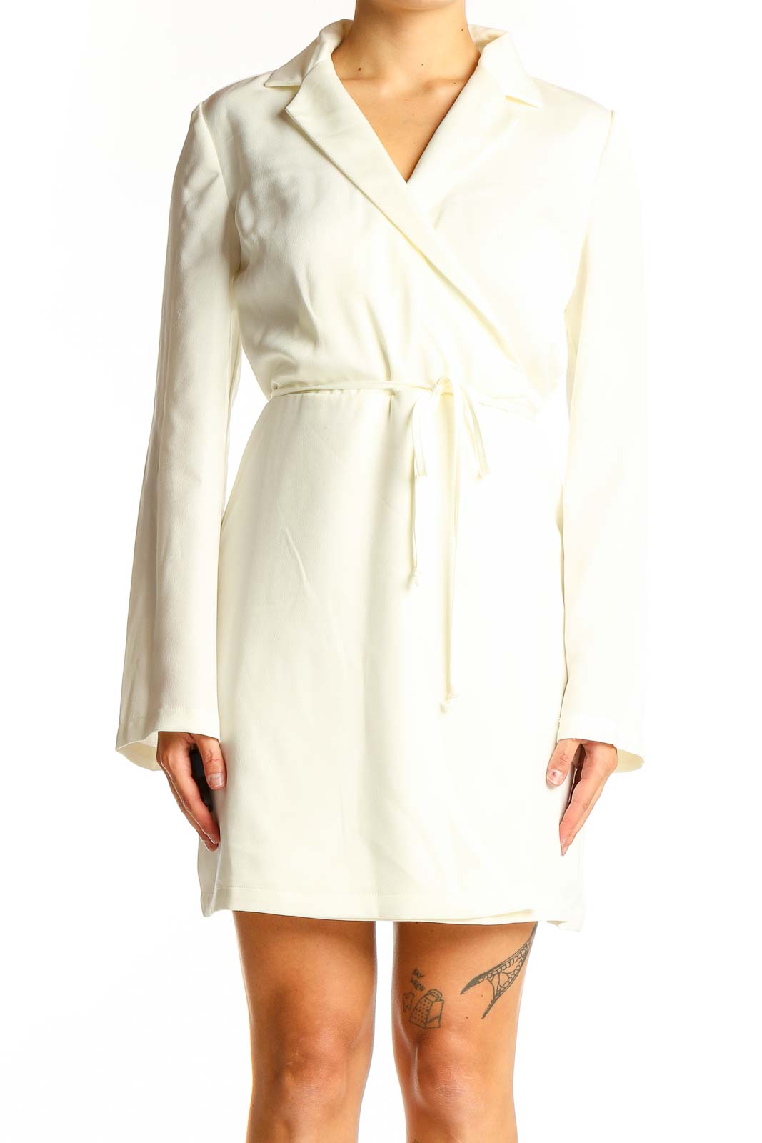 White Wrap Mini Dress Front