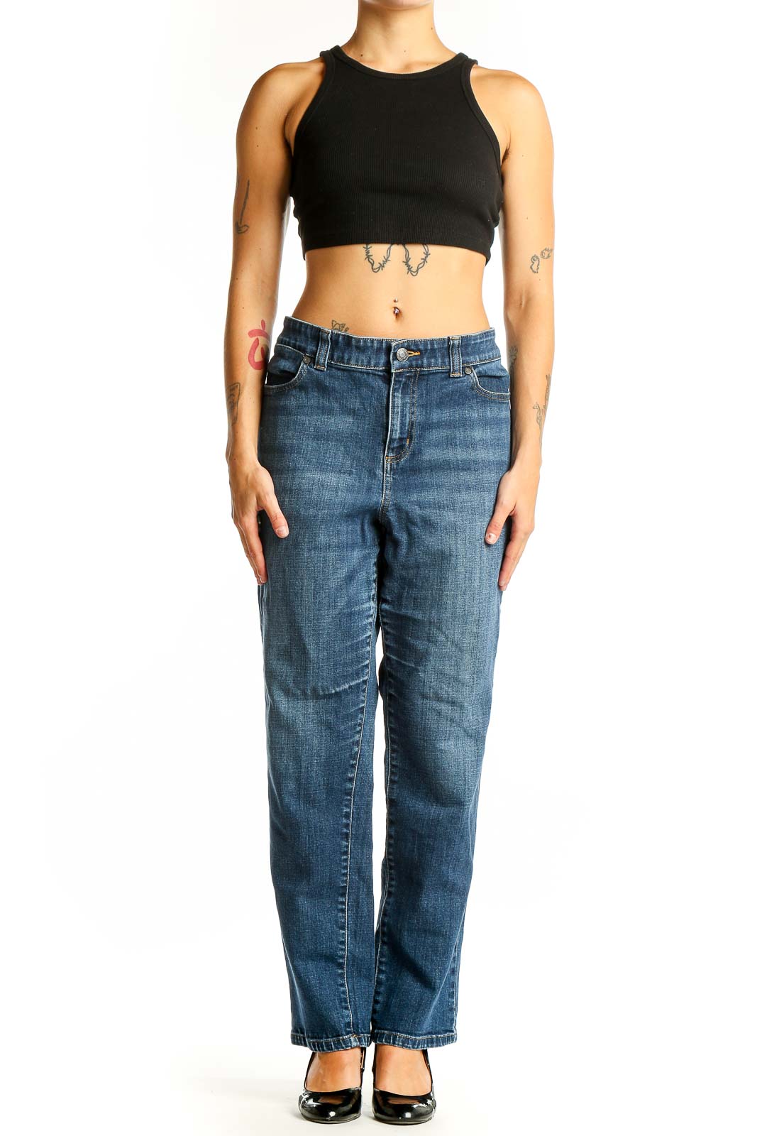 Blue Classic Straight Leg Jeans Front
