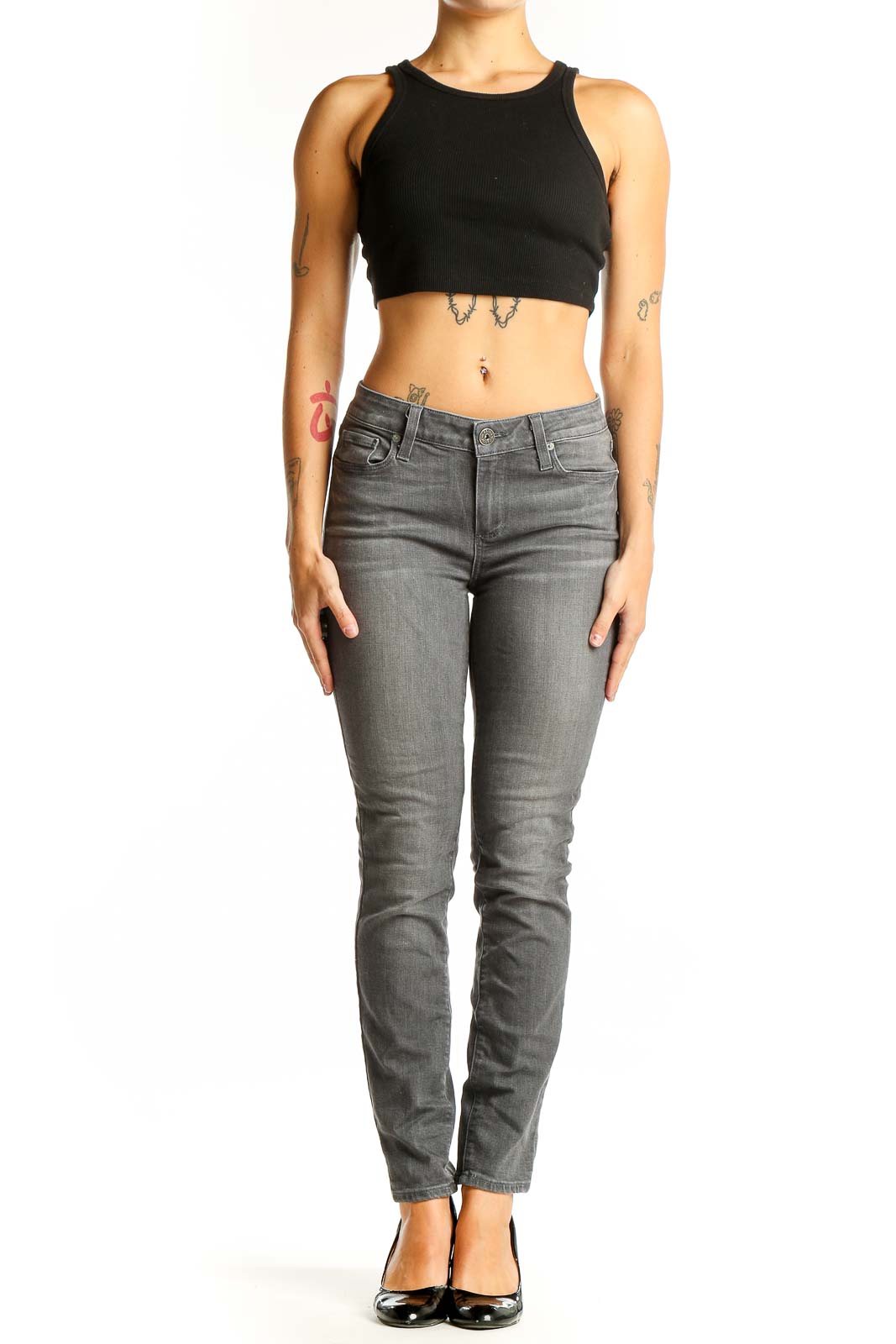 Gray Slim Fit Denim Jeans Front