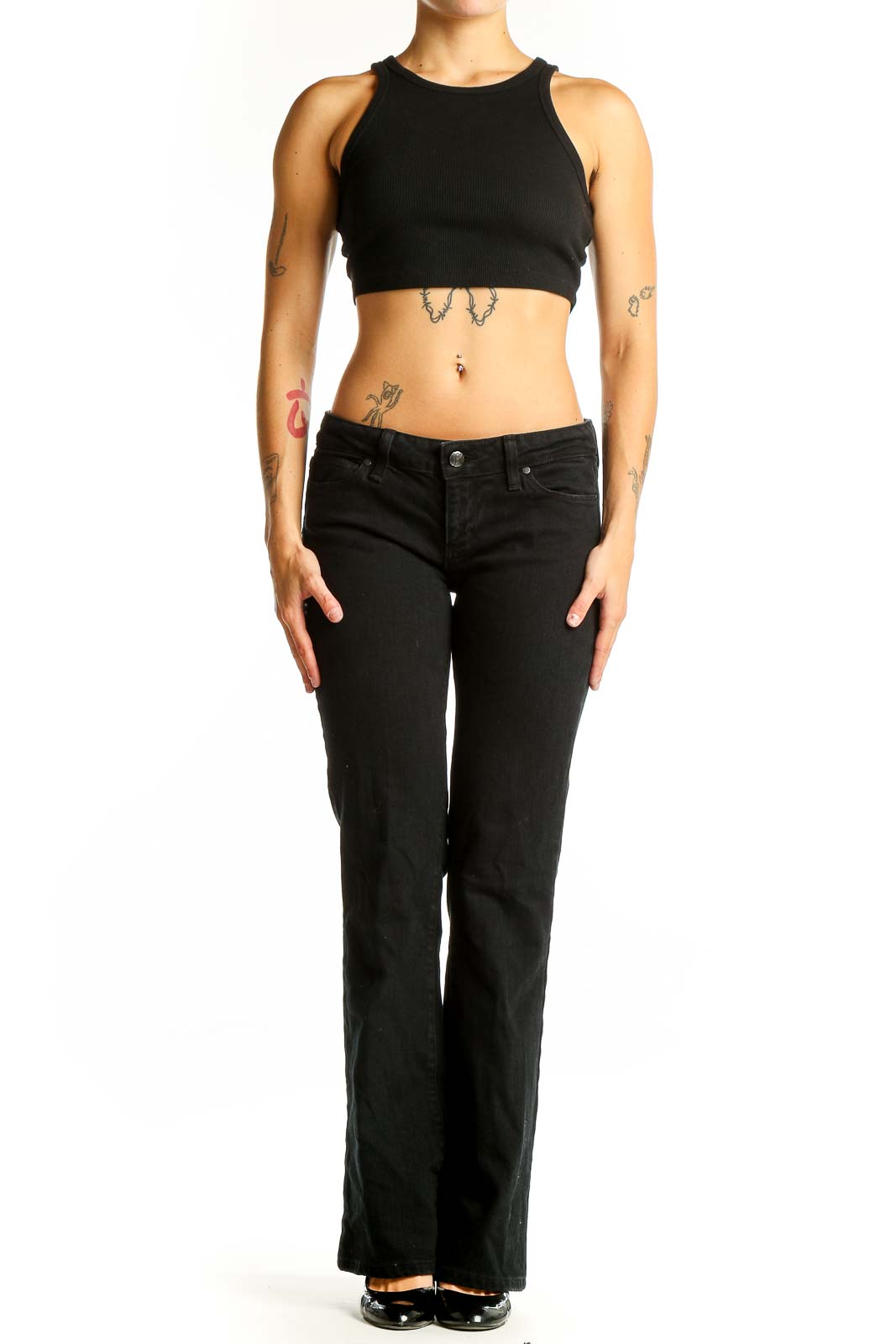 Black Slim Fit Bootcut Jeans Front