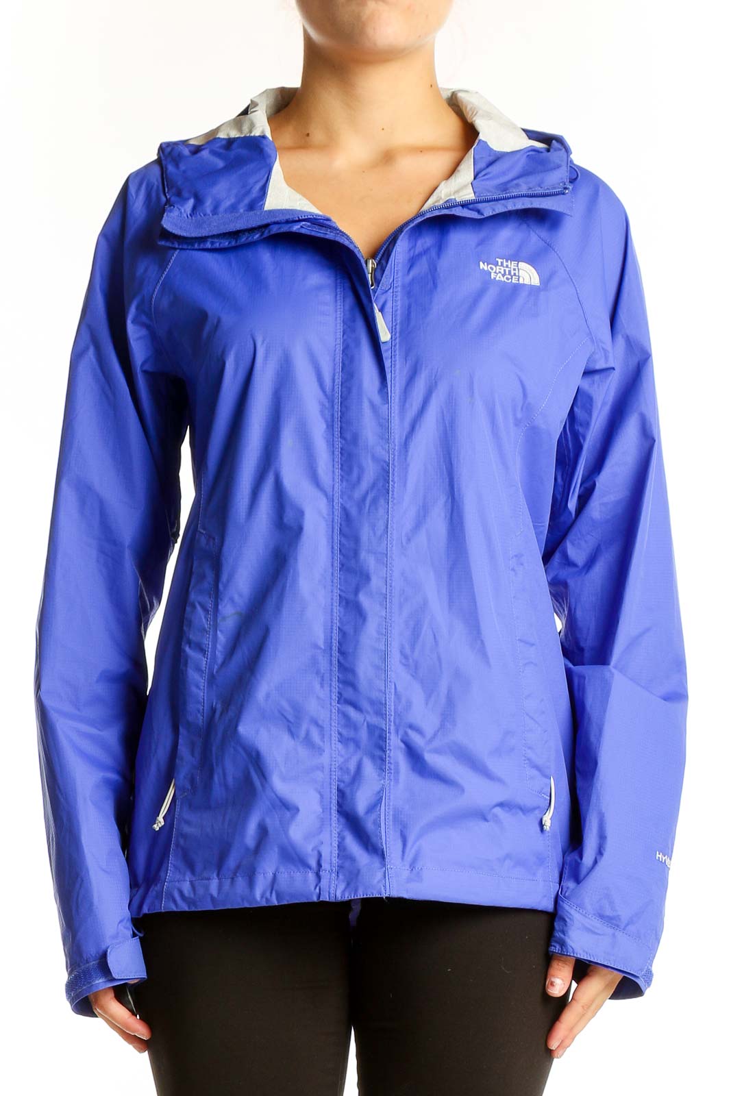 Blue Lightweight Hooded Rain Jacket Front