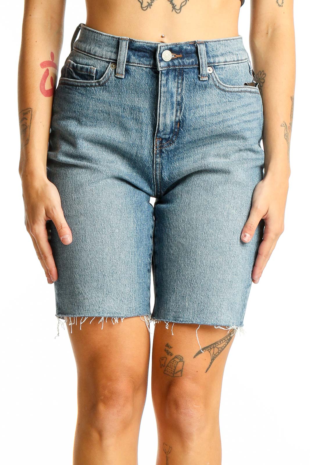 Light Blue Denim Bermuda Shorts Front