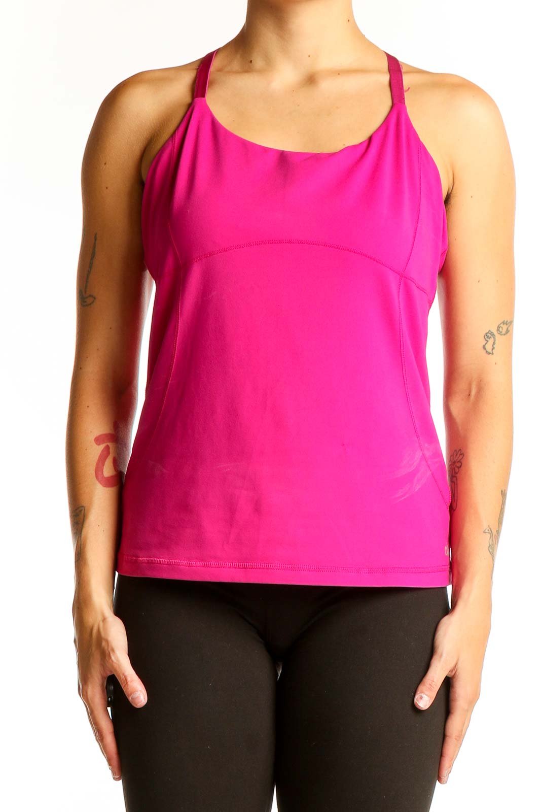 Hot Pink Sleeveless Athletic Tank Top Front