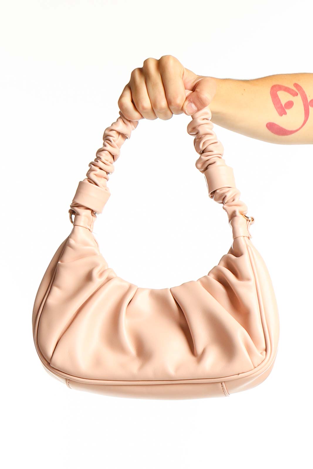 Blush Ruched Shoulder Bag Front
