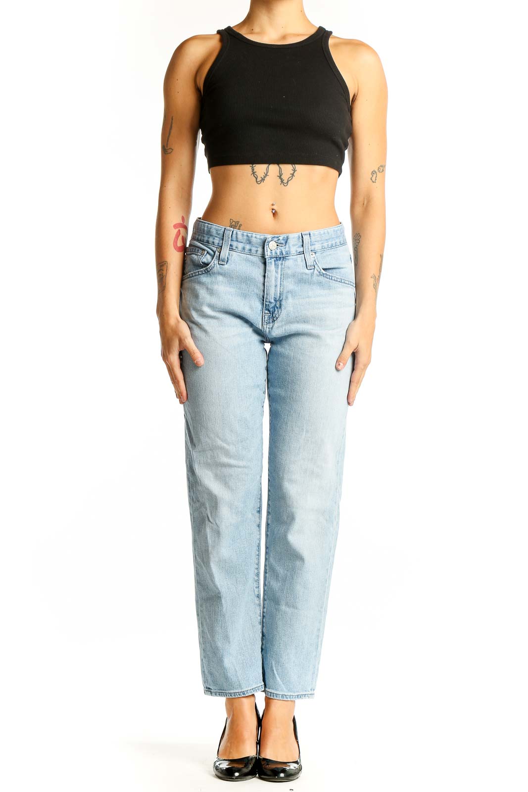 Light Blue Straight Leg Jeans Front