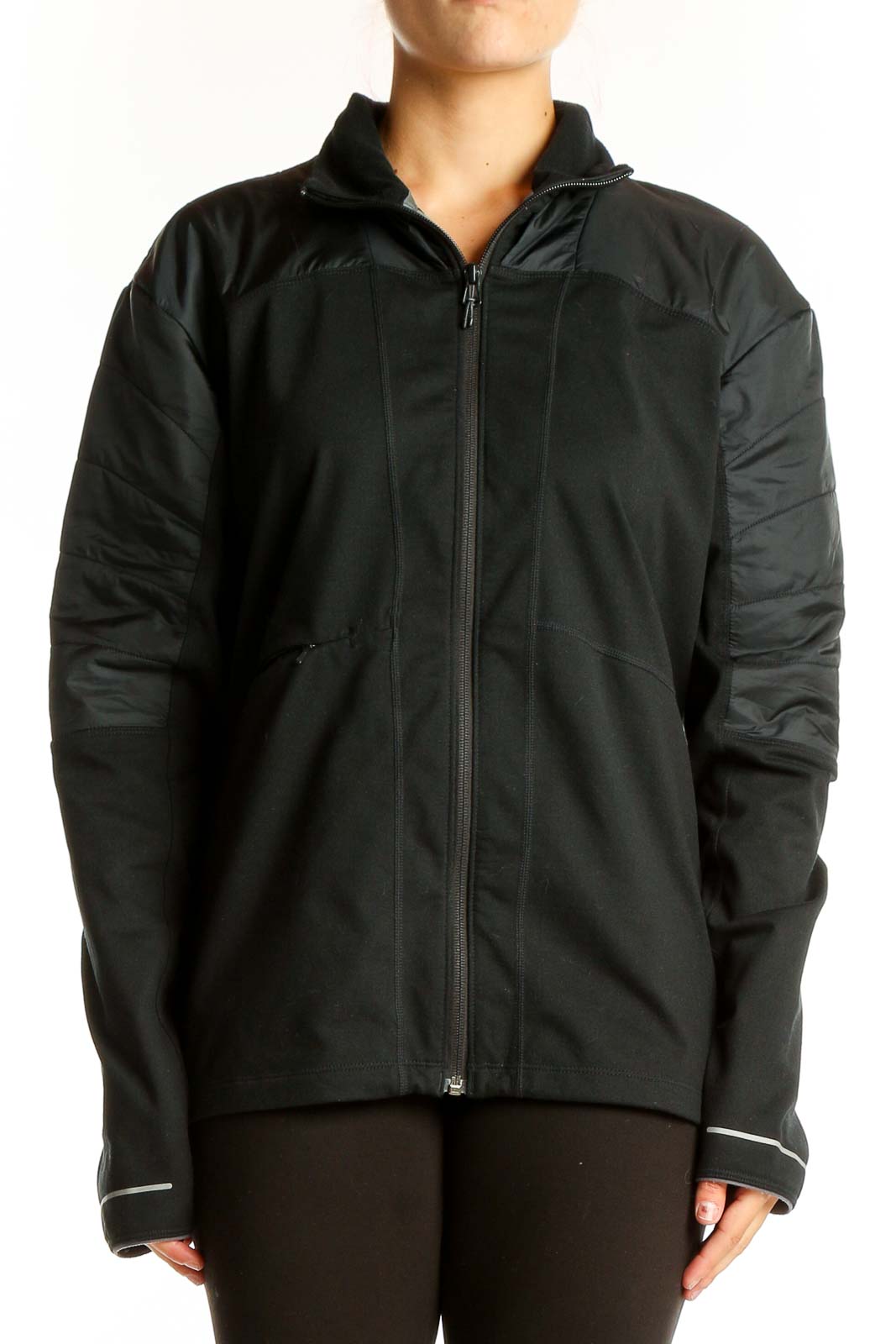 Black Performance Zip-Up Jacket Front