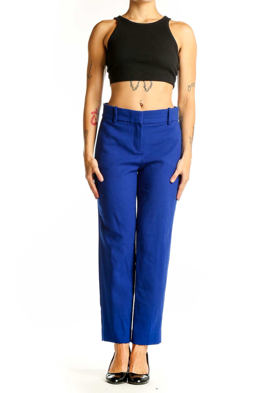 Royal Blue Tailored Straight-Leg Trousers Front