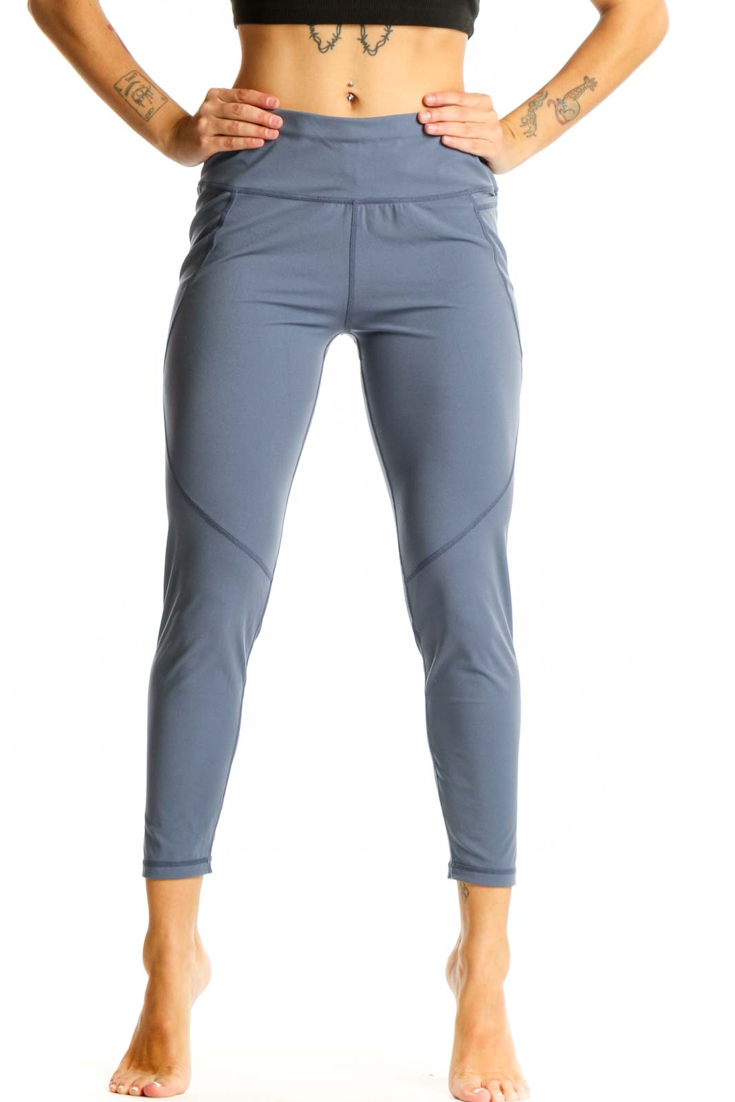 Blue High-Waisted Performance Leggings Front