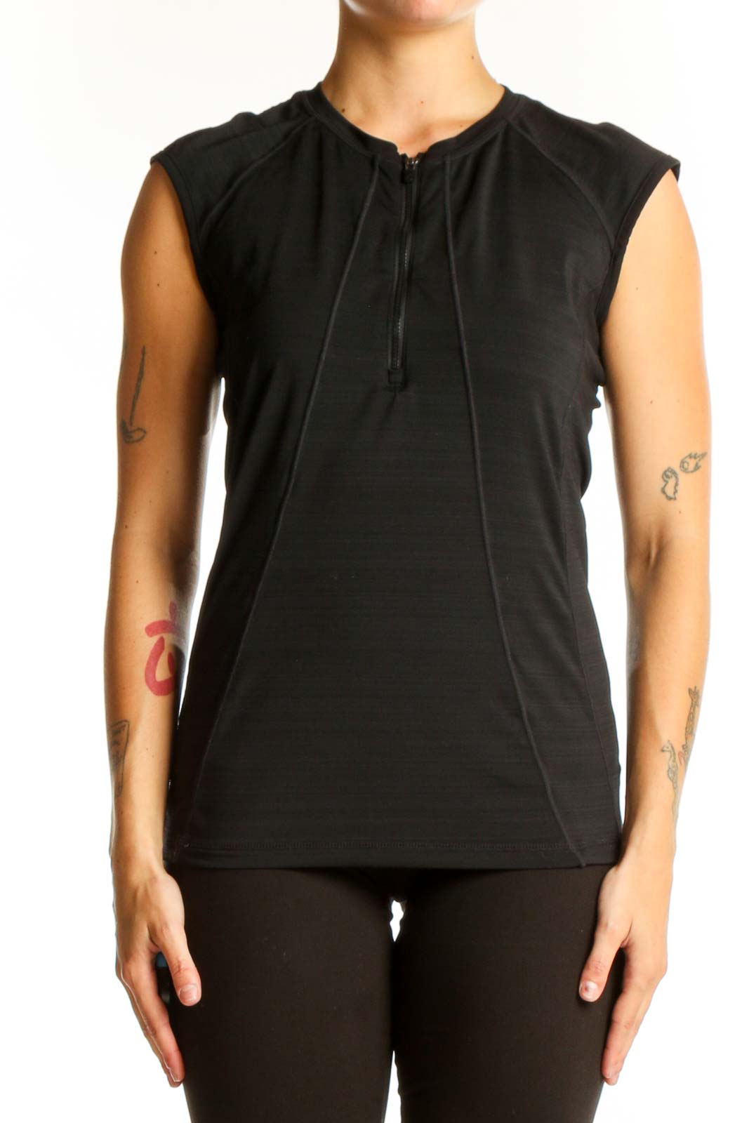 Black Sleeveless Athletic Top Front