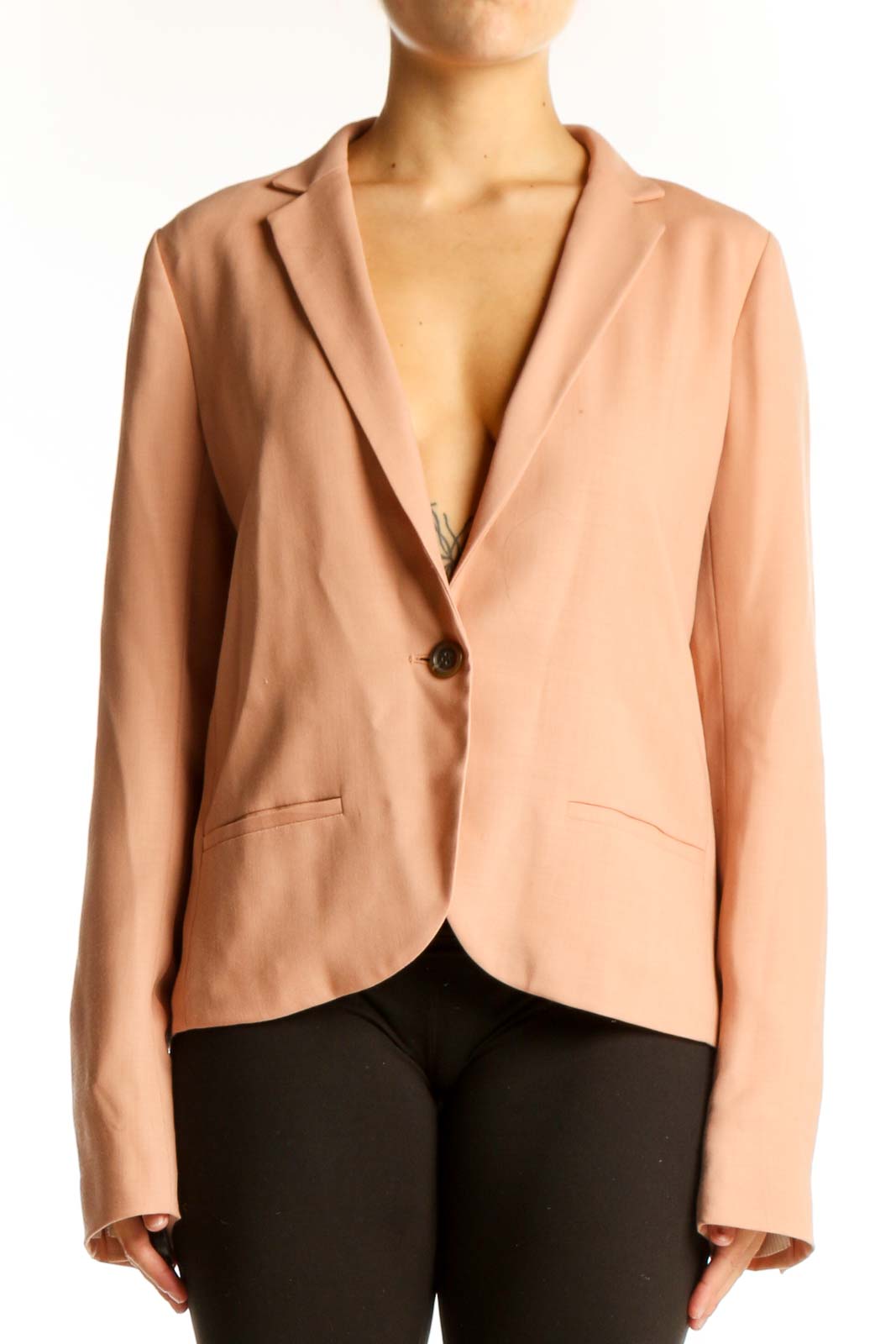 Peach Single-Button Blazer Front
