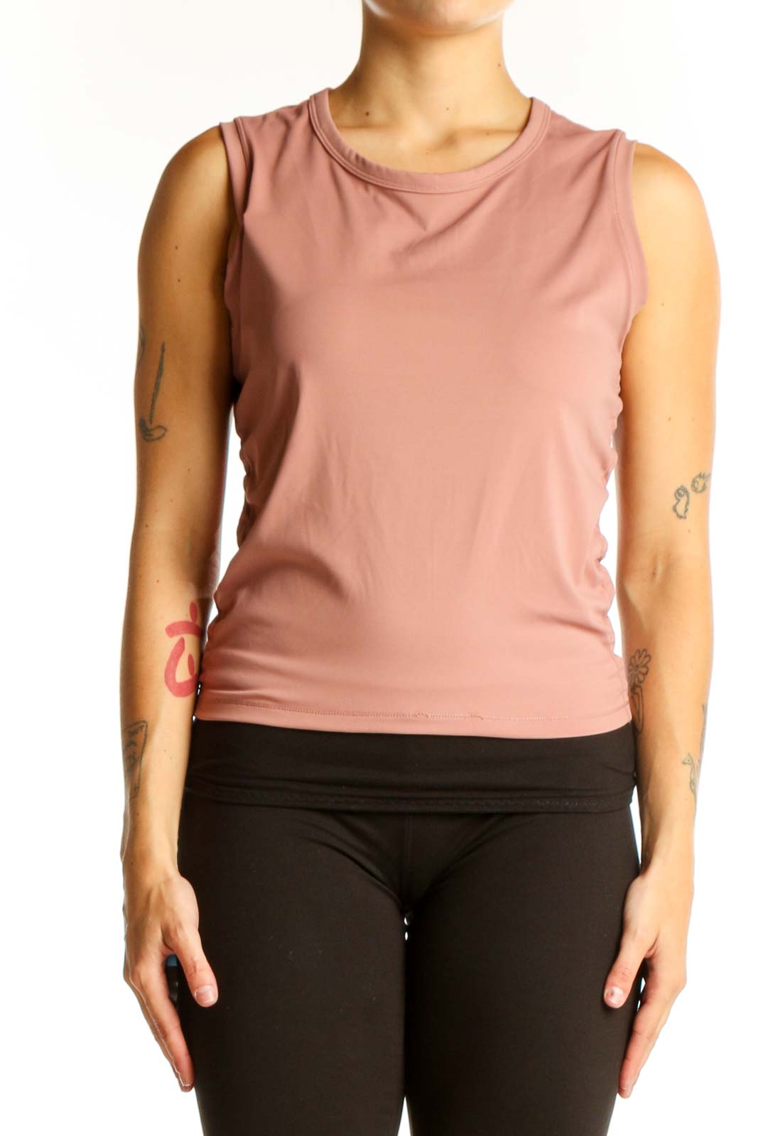Pink Sleeveless Athletic Tank Top Front
