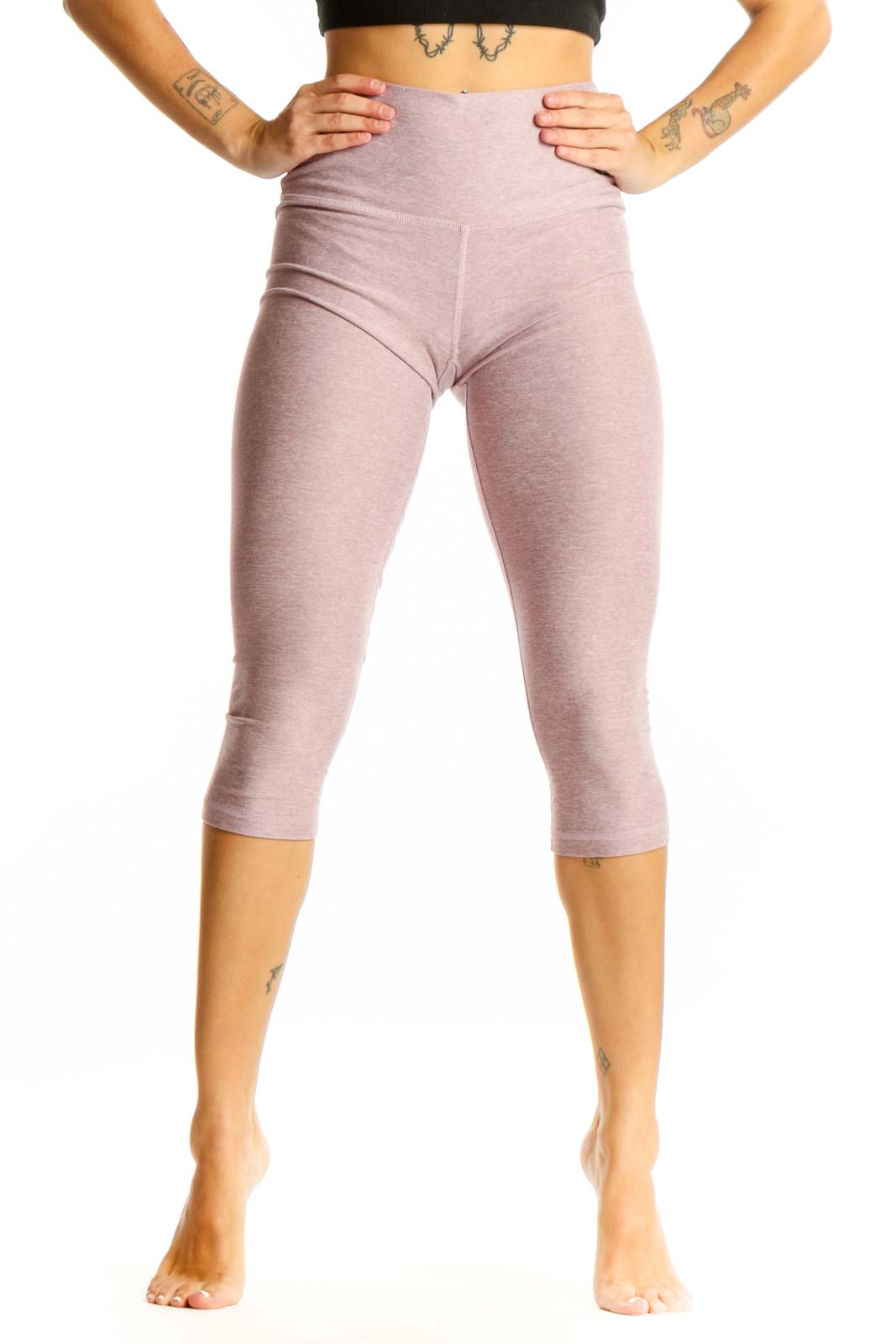 Dusty Rose High-Waisted Capri Leggings Front