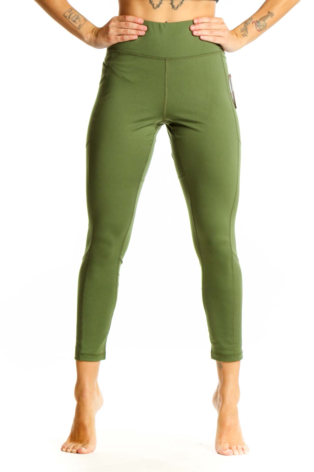 Olive High-Waisted Activewear Leggings Front