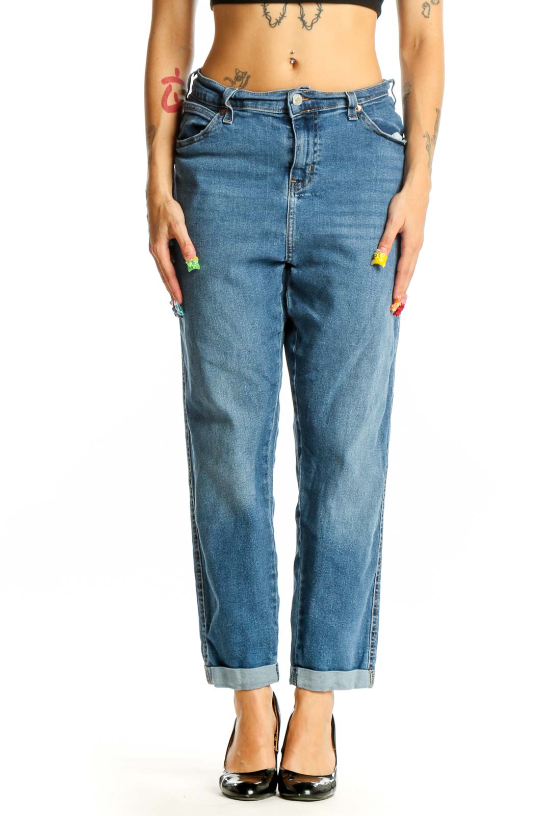 Blue Classic Straight Leg Jeans Front