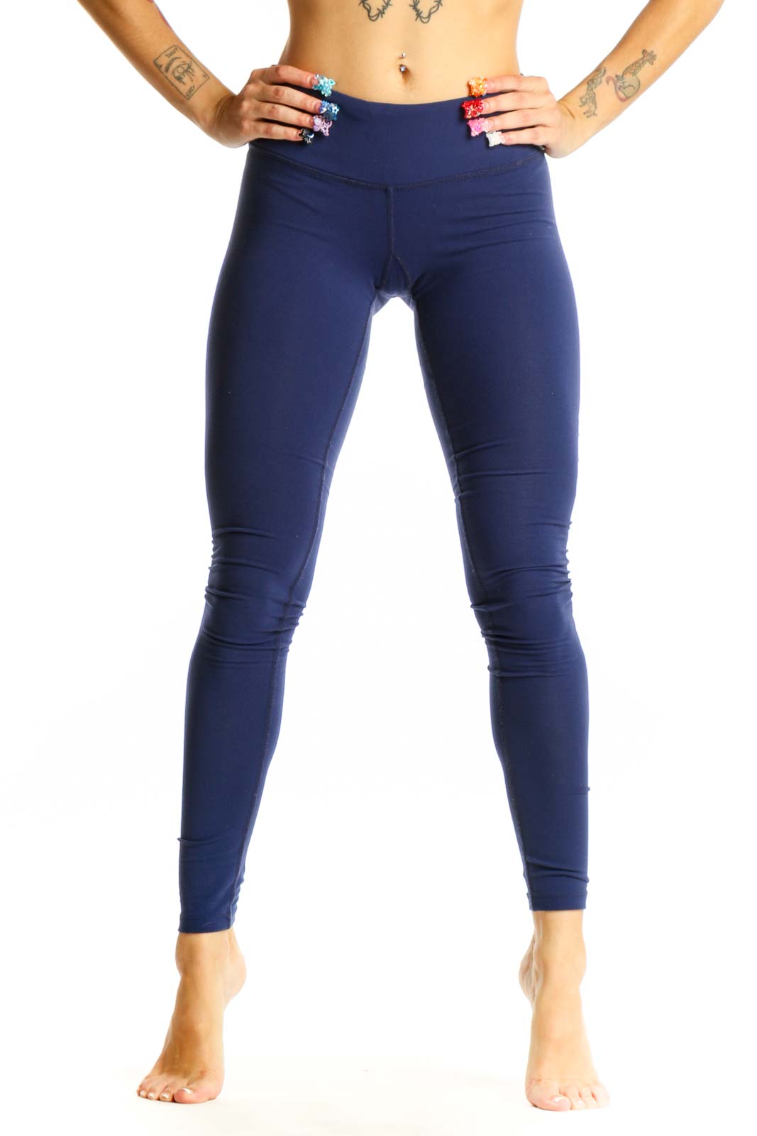Navy High-Waisted Performance Leggings Front