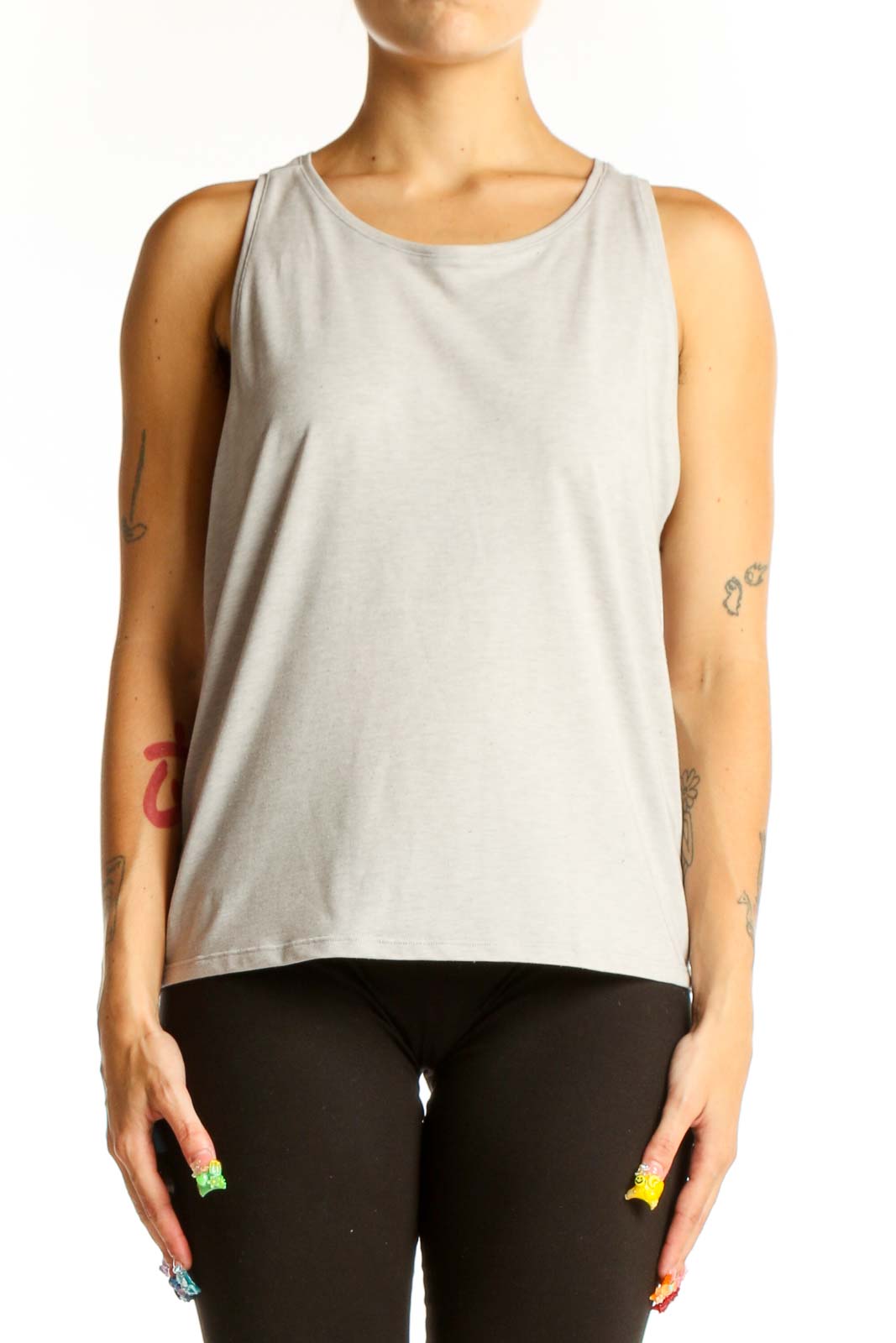 Light Gray Cotton Tank Top Front