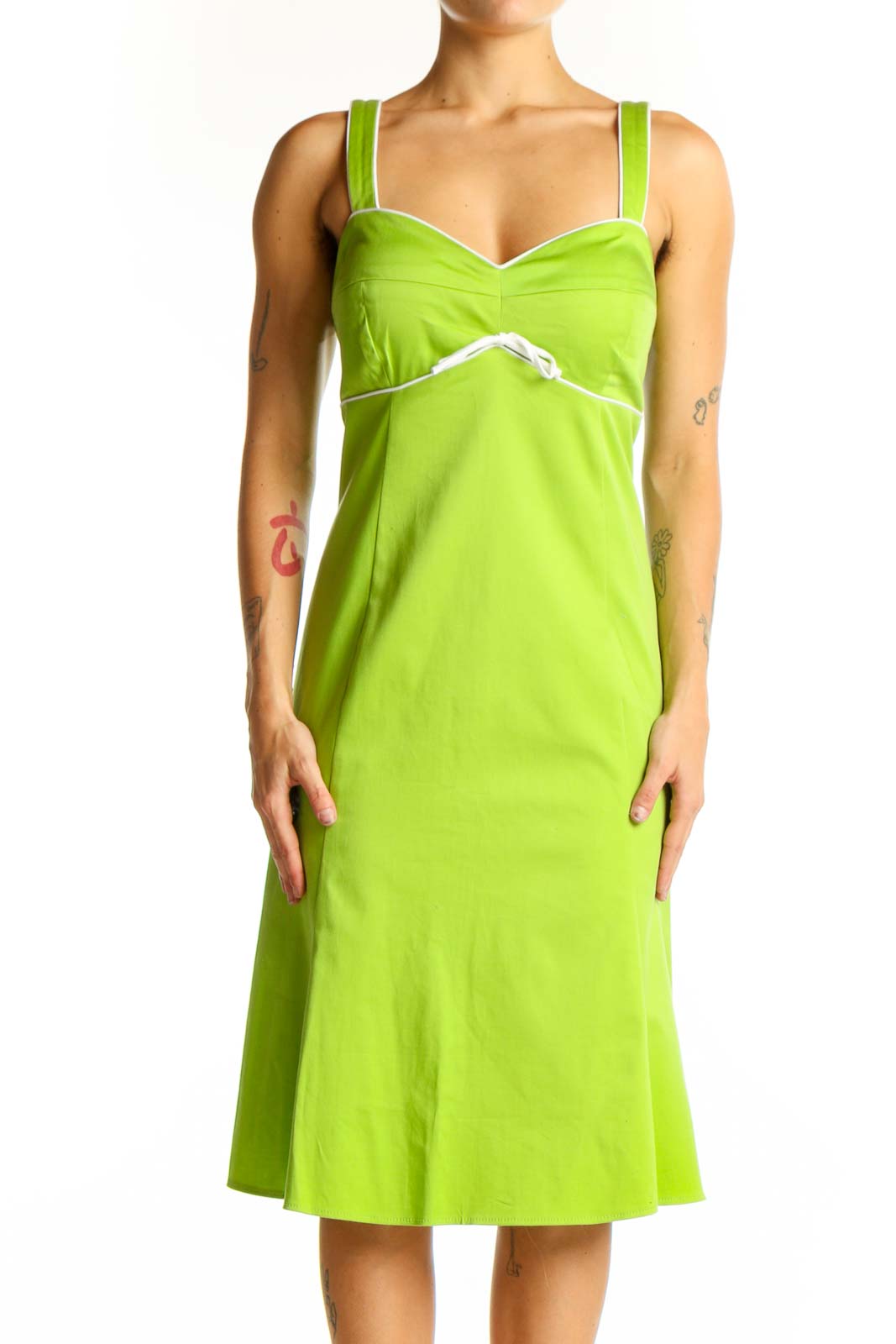 Lime Green Sleeveless Summer Dress Front