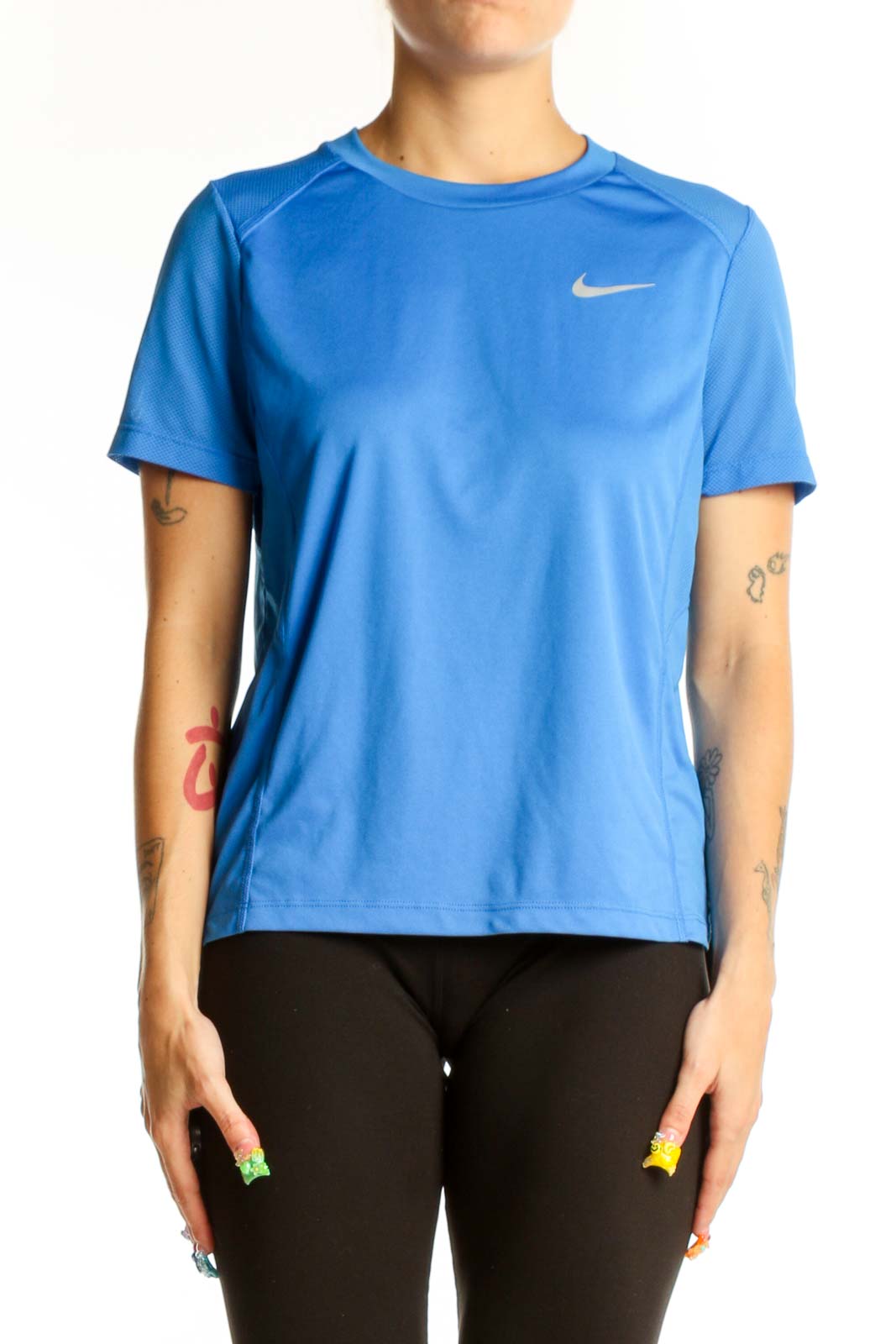 Blue Nike Performance Short-Sleeve Top Front