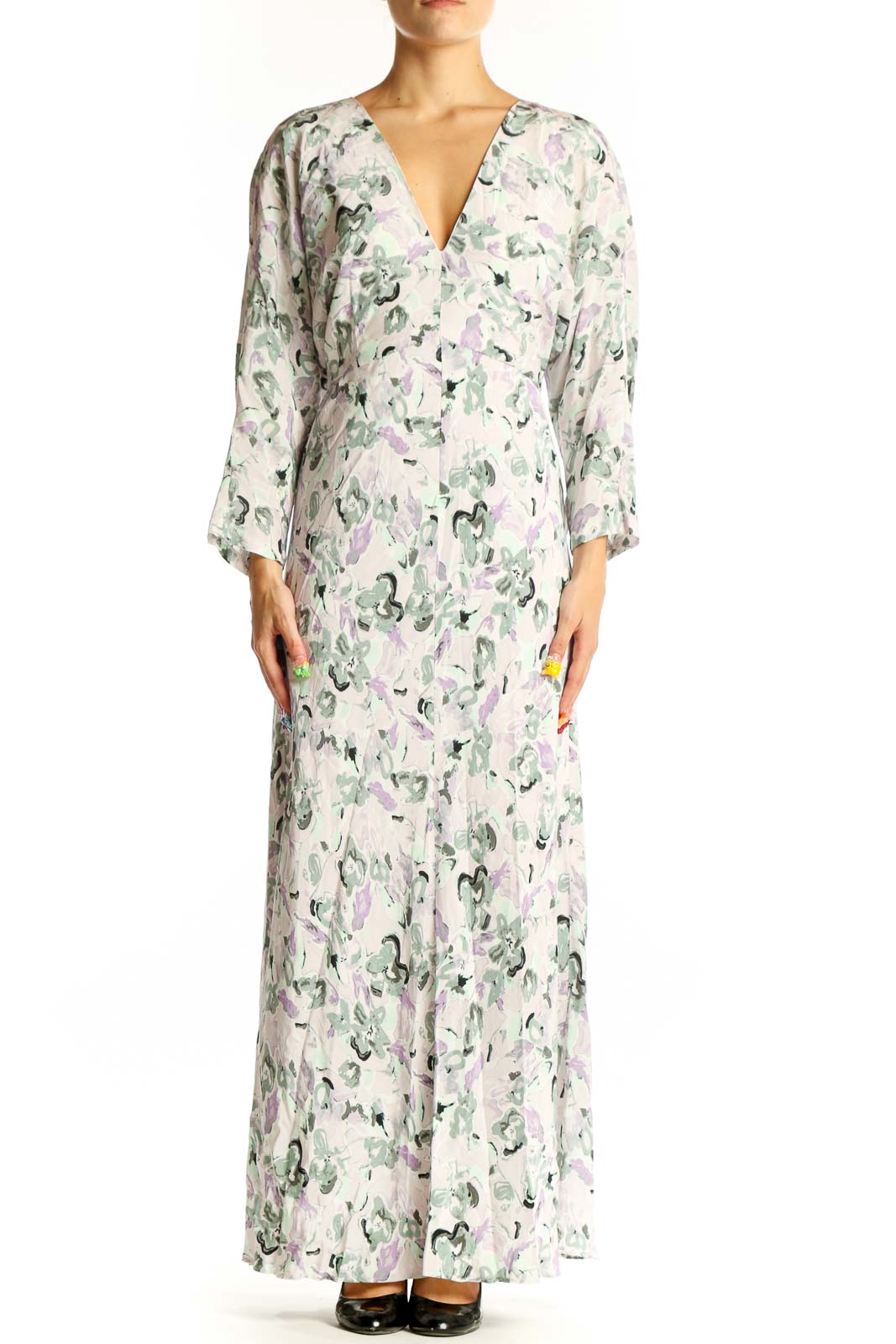 White Floral Maxi Dress Front