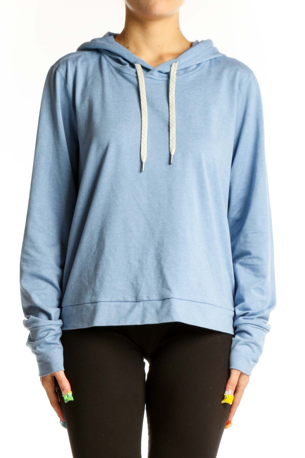 Light Blue Recycled Polyester Hoodie Front
