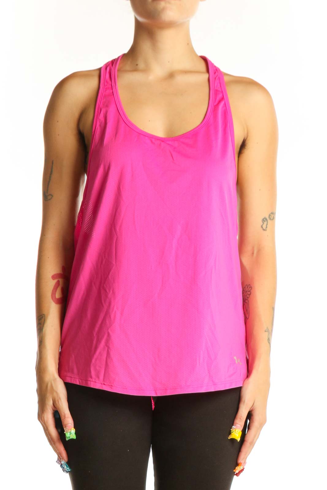 Pink Racerback Performance Tank Top Front