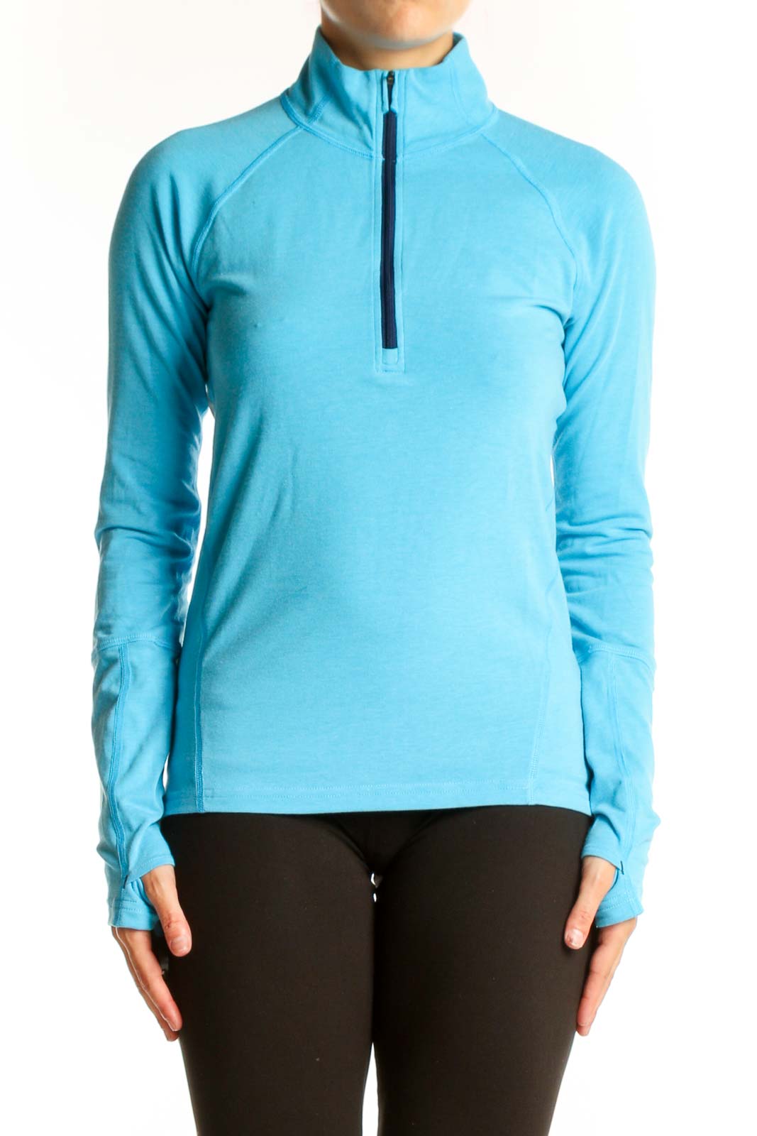 Turquoise Half-Zip Athletic Top Front