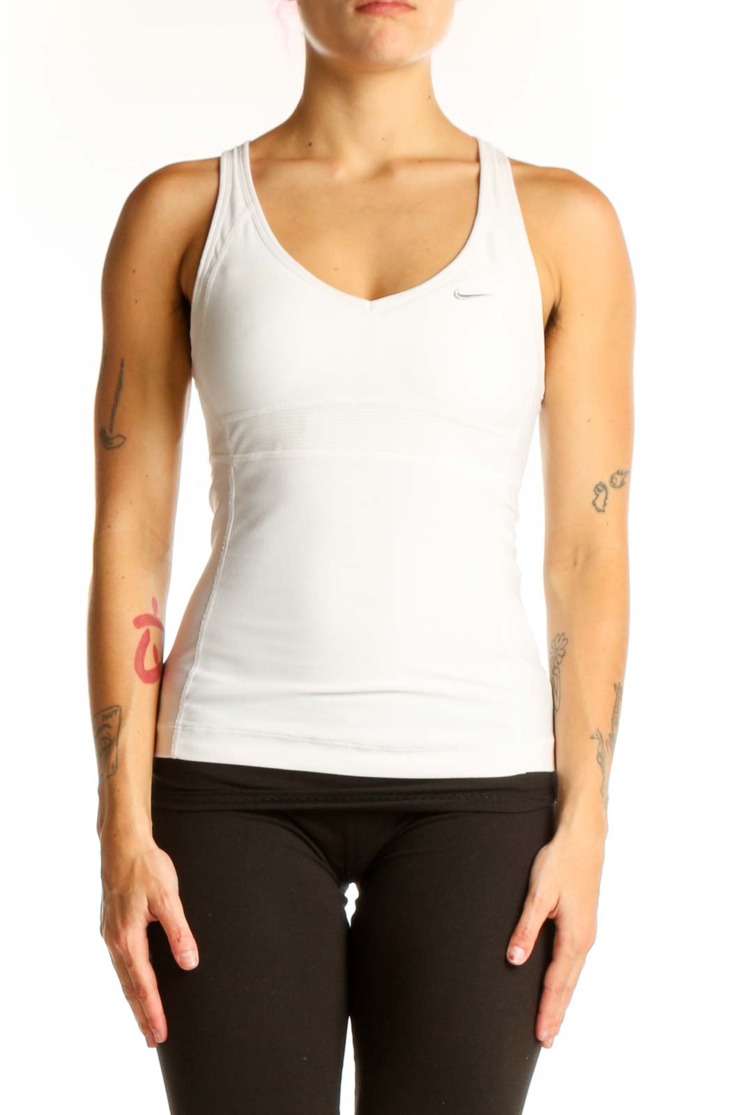 White Sleek Nike Racerback Tank Top Front