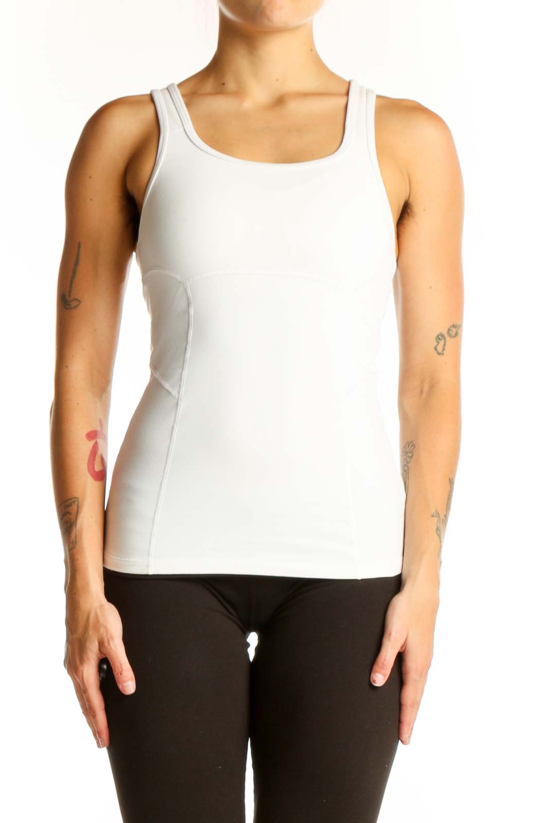 White Sleek Athletic Tank Top Front