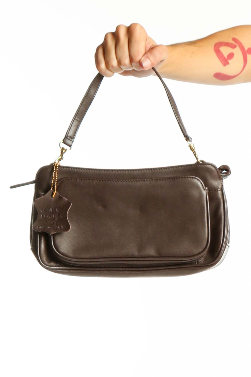 Brown Leather Shoulder Bag Front