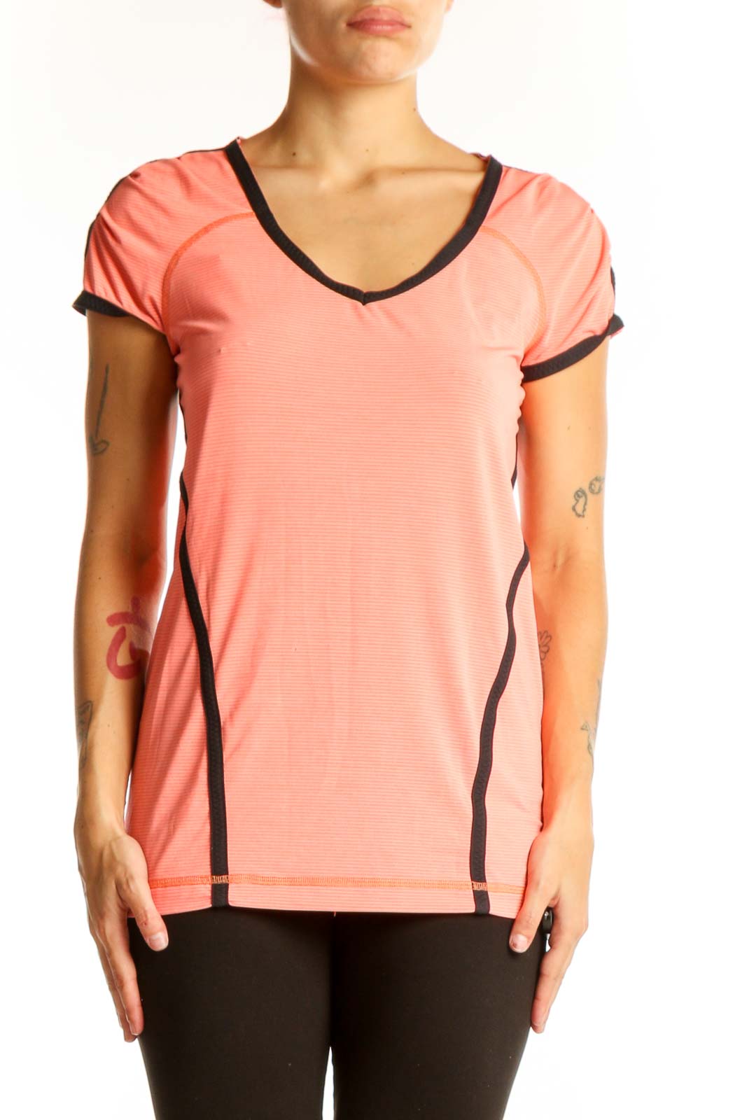 Coral V-Neck Performance Top Front