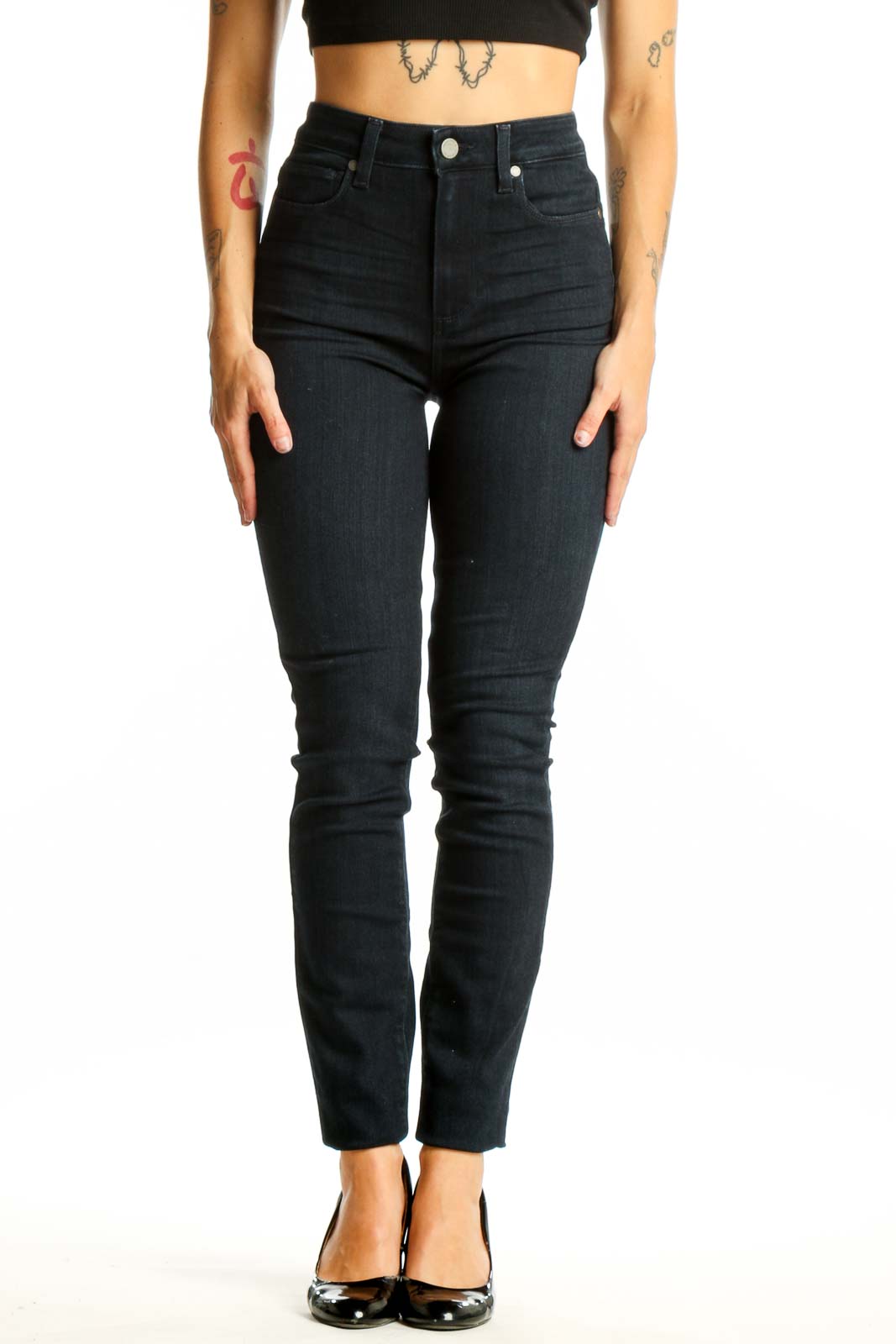 Dark Blue High-Waisted Skinny Jeans Front