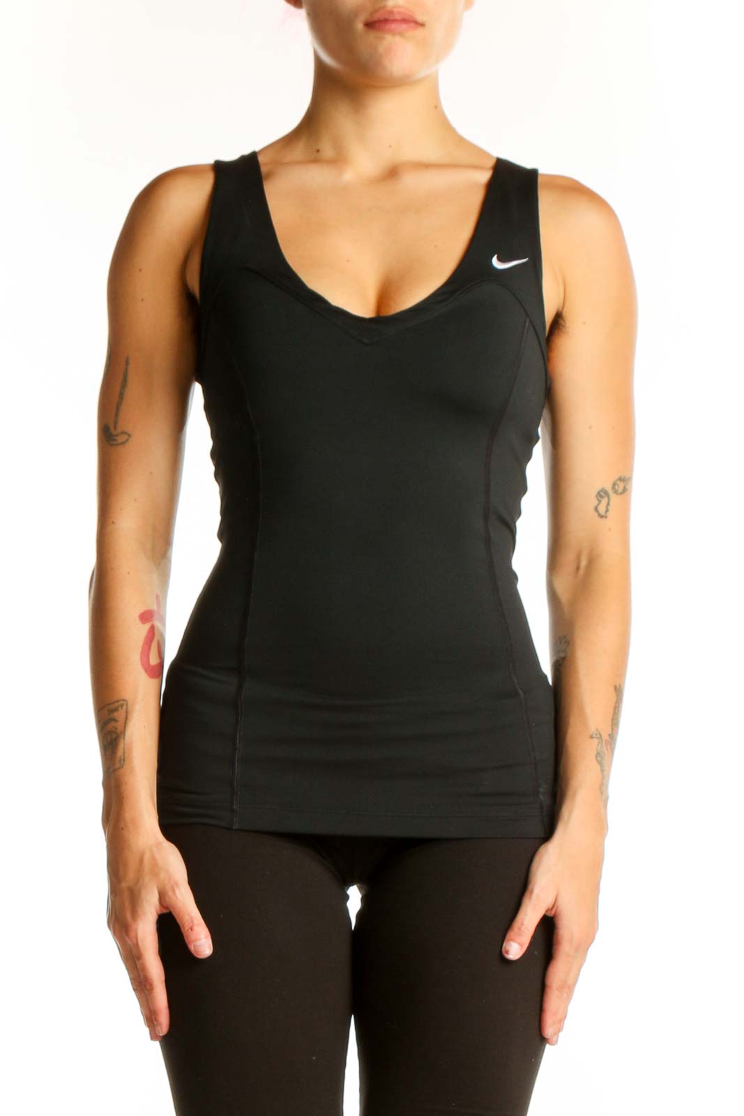 Black Sleek Performance Tank Top Front