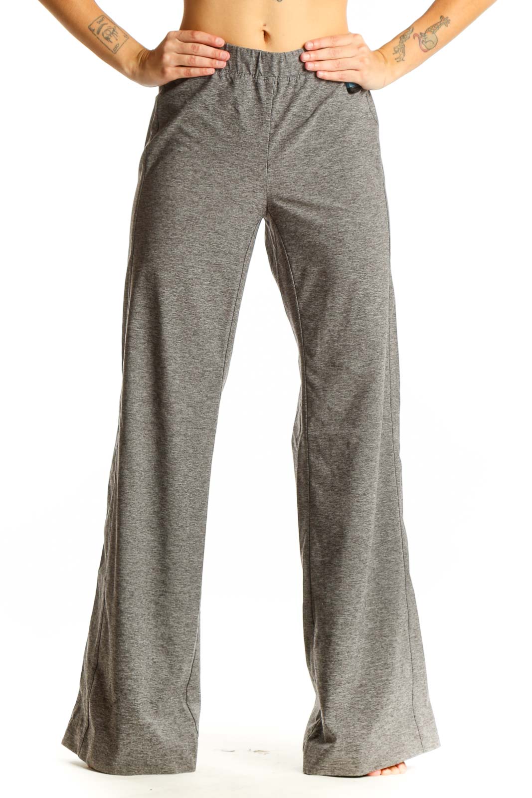 Gray Wide-Leg Activewear Pants Front